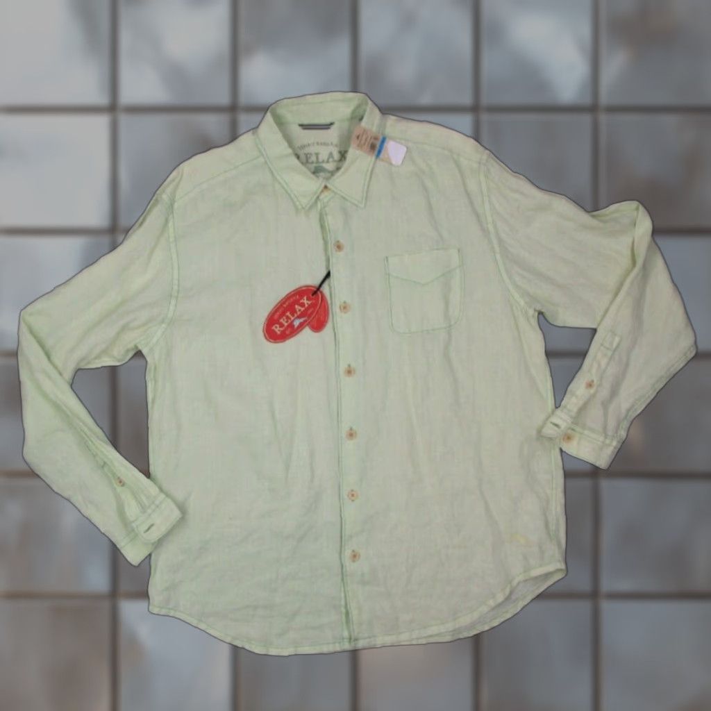 Tommy Bahama Tommy Bahama Mens Linen Shirt Green XL Long Sleeve Beachy Button Up Size US XL / EU 56 / 4 - 1 Thumbnail