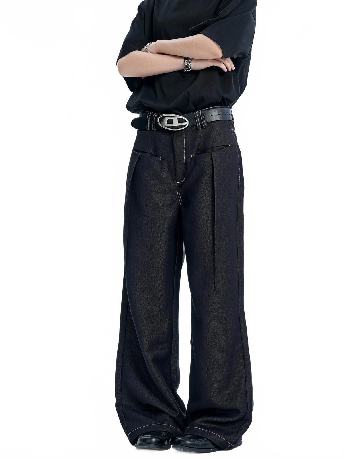 Japanese Brand Black Wide Leg Denim Jeans, Loose Fit Casual Pants Size US 32 / EU 48 - 4 Thumbnail