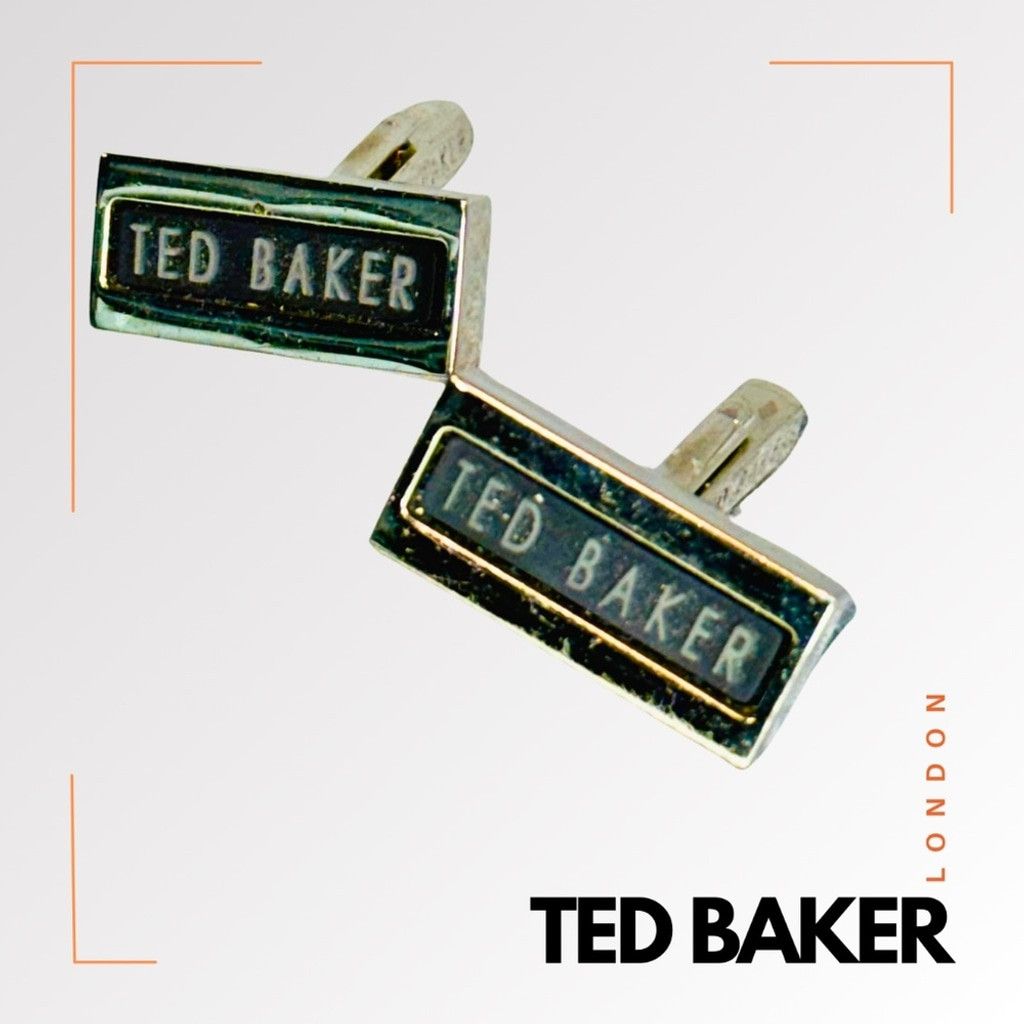 Ted Baker TED BAKER Men's Silver & Black Logo Cufflinks Size ONE SIZE - 3 Thumbnail