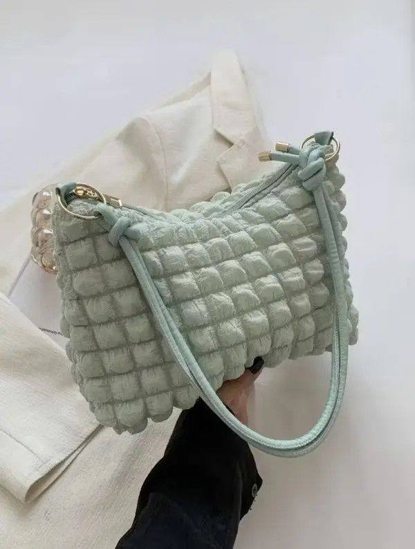 Japanese Brand × Vintage Mint Green Minimalist Knot Ruched Purse Size ONE SIZE - 1 Thumbnail