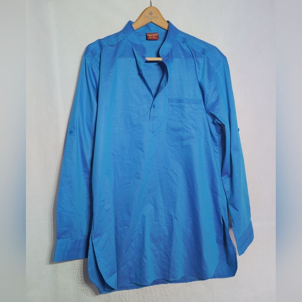 Vintage Vintage Con-Cave Kurta Sz 44 Blue Men's Shirt Tunic Size US L / EU 52-54 / 3 - 2 Thumbnail