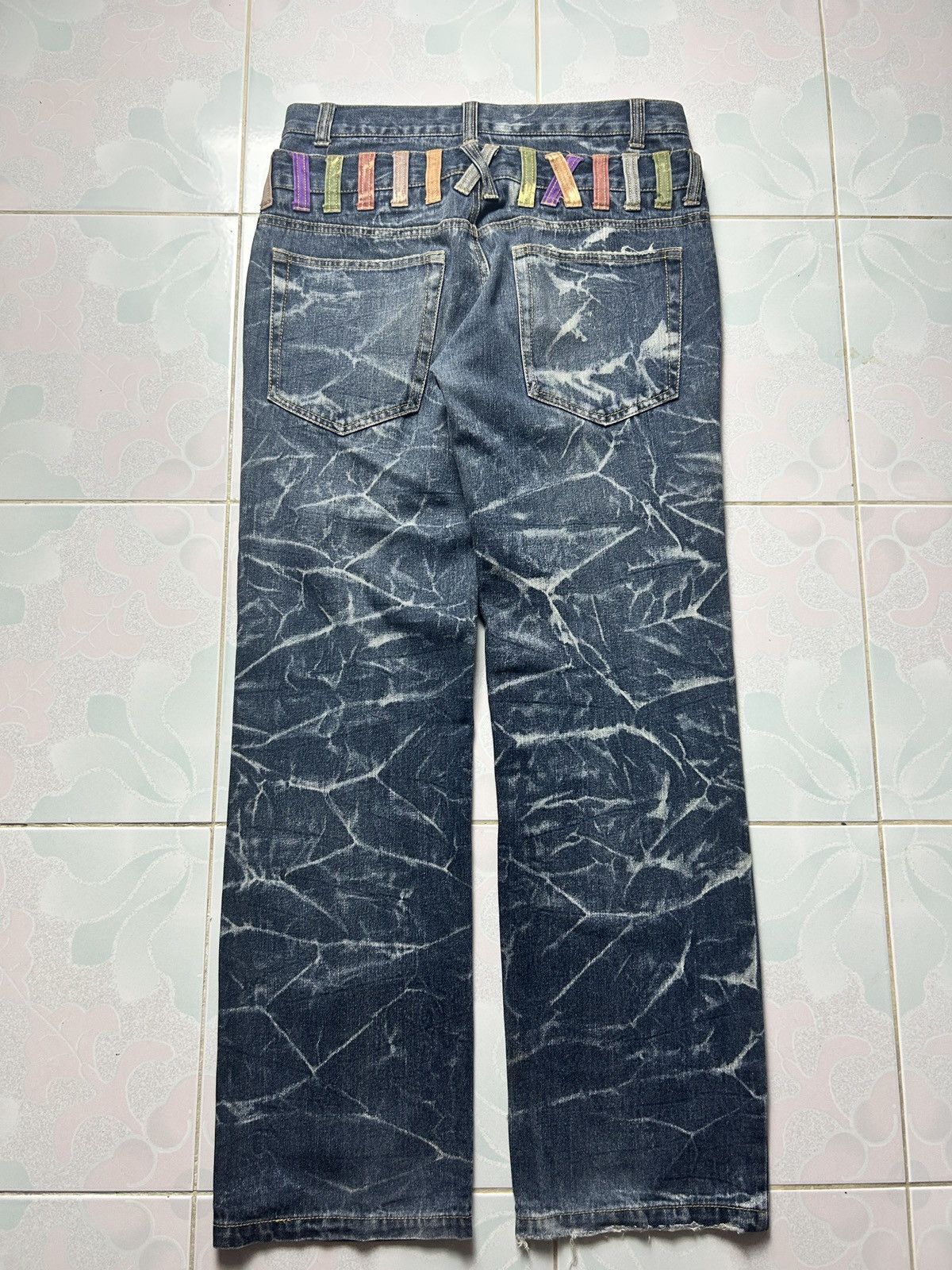 If Six Was Nine Vintage Nylaus Double Waist Sick Thunder Faded Punk Jeans Size US 32 / EU 48 - 1 Thumbnail