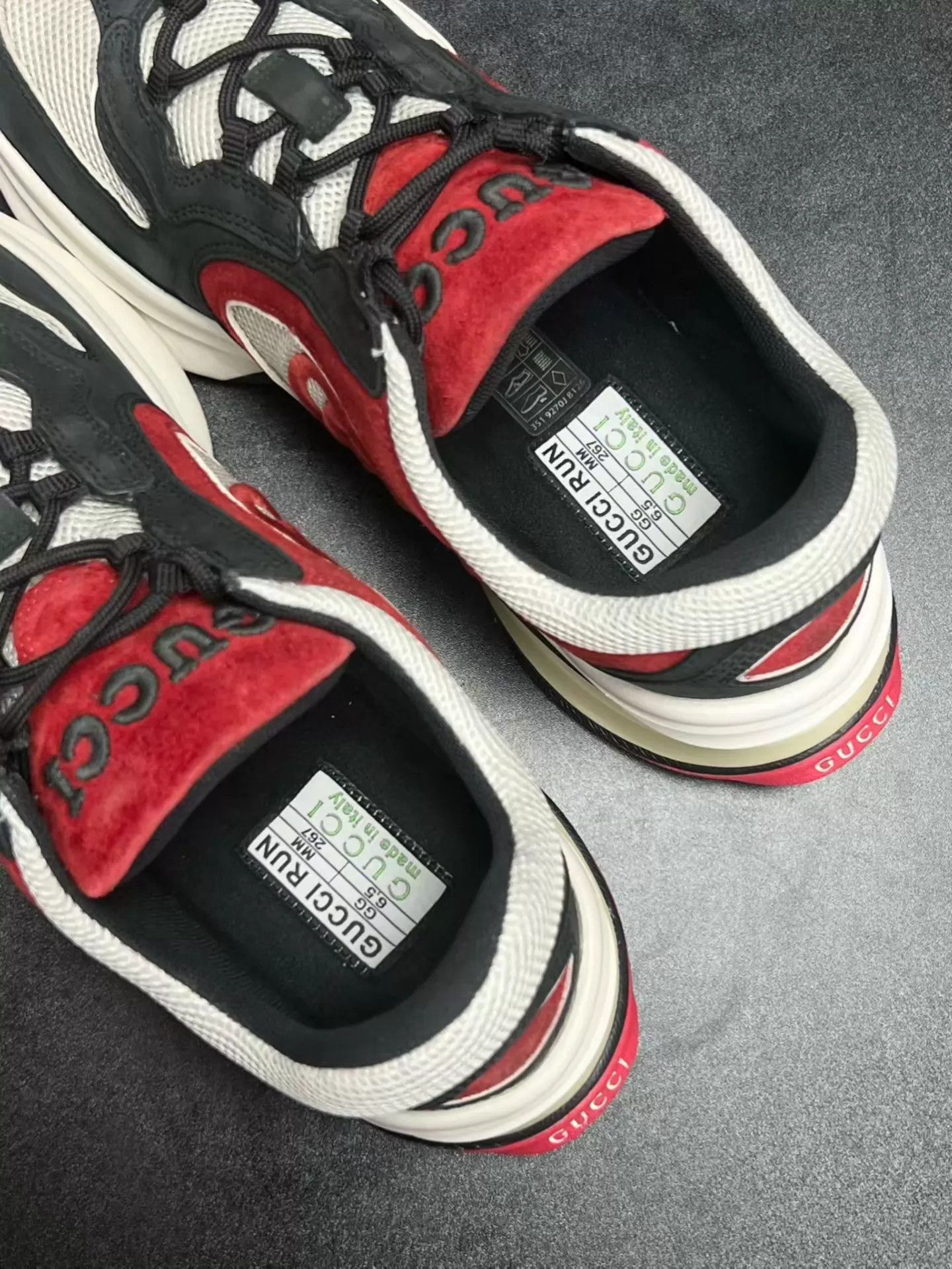 Gucci GUCCI Run Sneaker Black Red 40.5 - Worn 2-3 Times, Near Mint Size US 7.5 / EU 40-41 - 4 Thumbnail