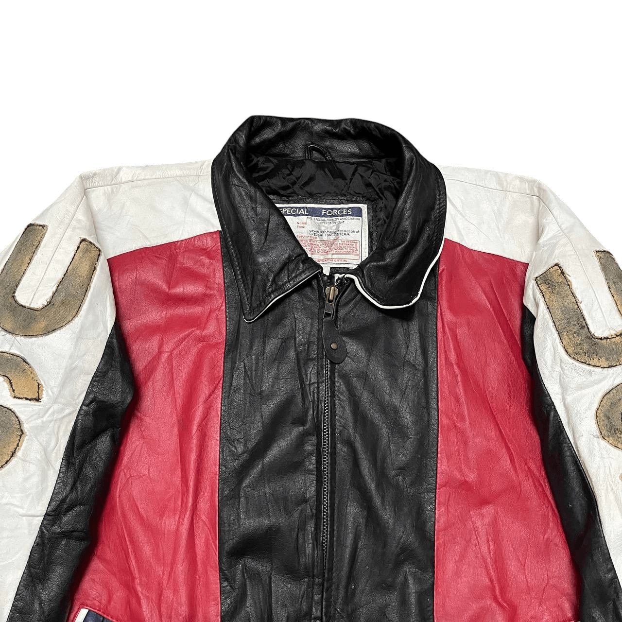 Vintage Vintage Flight Jacket Big USA Flag Leather Cowhide Size US L / EU 52-54 / 3 - 2 Thumbnail
