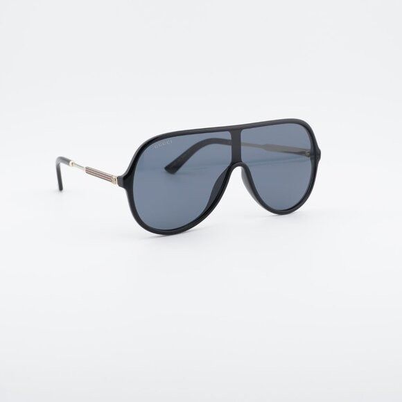 Gucci Gucci GG0199S 001 Sunglasses Shiny Black/Gold Shield Frame Size ONE SIZE - 3 Thumbnail