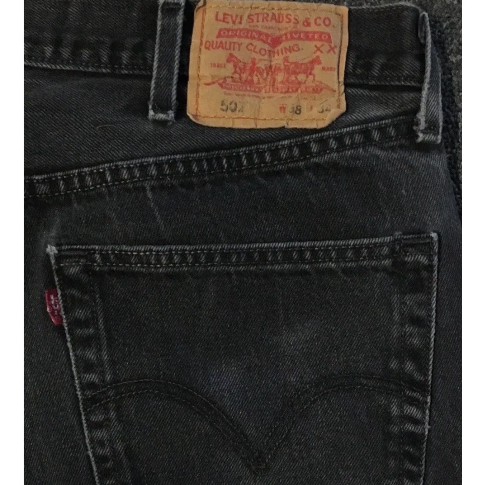 Levi's VINTAGE Levi's 501 Jeans Button Fly Distressed 36 Black Denim Straight Men 80s 90s Grunge Punk Western Cowboy Rock Bilker? Size US 36 / EU 52 - 3 Thumbnail