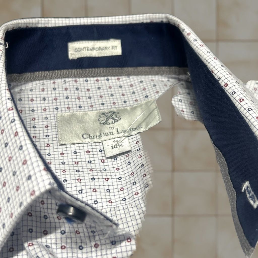 Christian Lacroix Christian Lacroix Dress Shirt Geometric Button Up Long Sleeve Paisley Blue 100% Cotton Regular L Men’s Size 16.5 Neck 14.5 48DW25 Size 42R - 1 Thumbnail