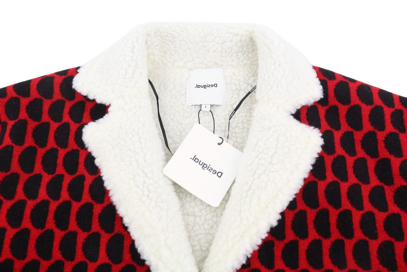 Desigual JERS DENVER L Red Patterned Tricot Fleece Coat 88465 Size L / US 10 / IT 46 - 6 Thumbnail