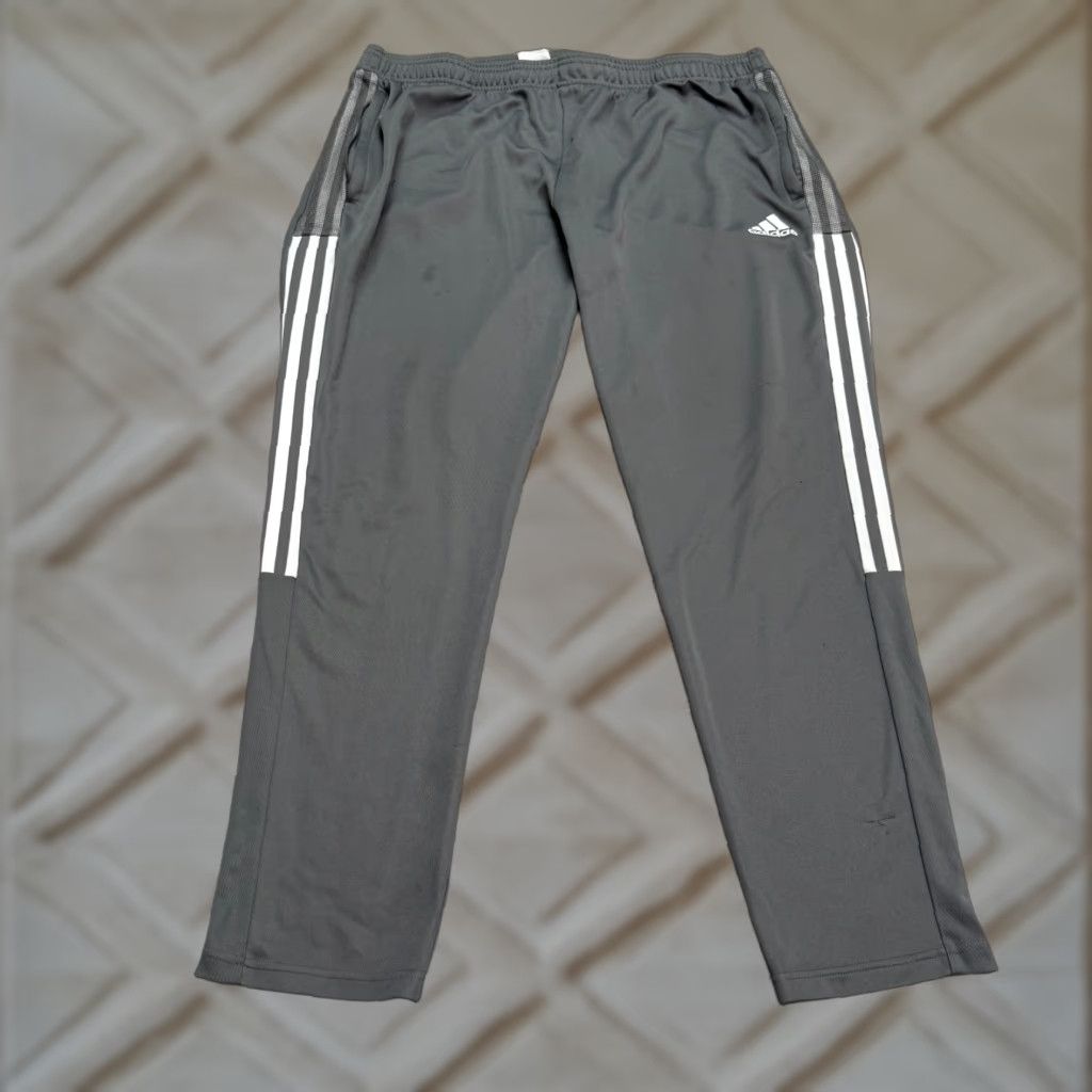 Adidas Adidas Aeroready Primegreen Track Pants Mens 2XL Gray White 3-Striped Activewear Size US 39 - 1 Thumbnail