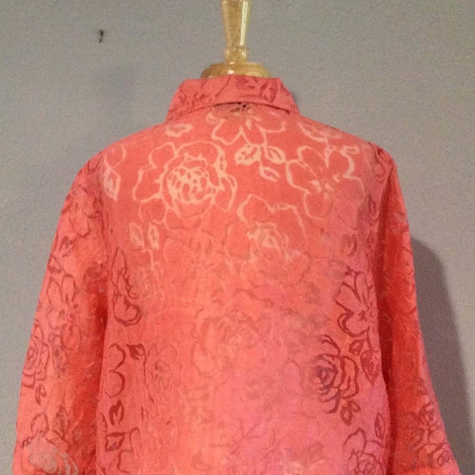 Other Allison Daley Pink Sheer Button Front 3/4 Sleeve Blouse 18 Size XXL / US 16-18 / IT 52-54 - 9 Thumbnail