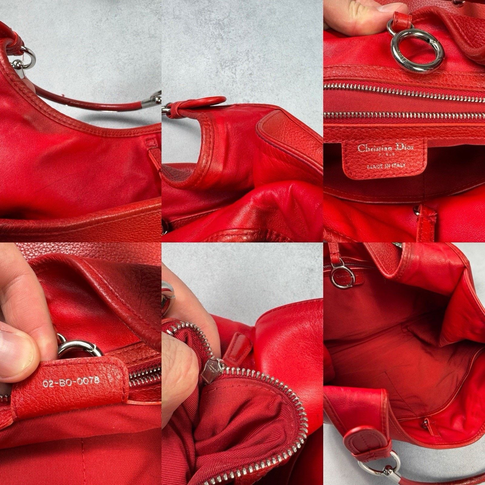 Christian Dior Red Leather Medium 61 Tote