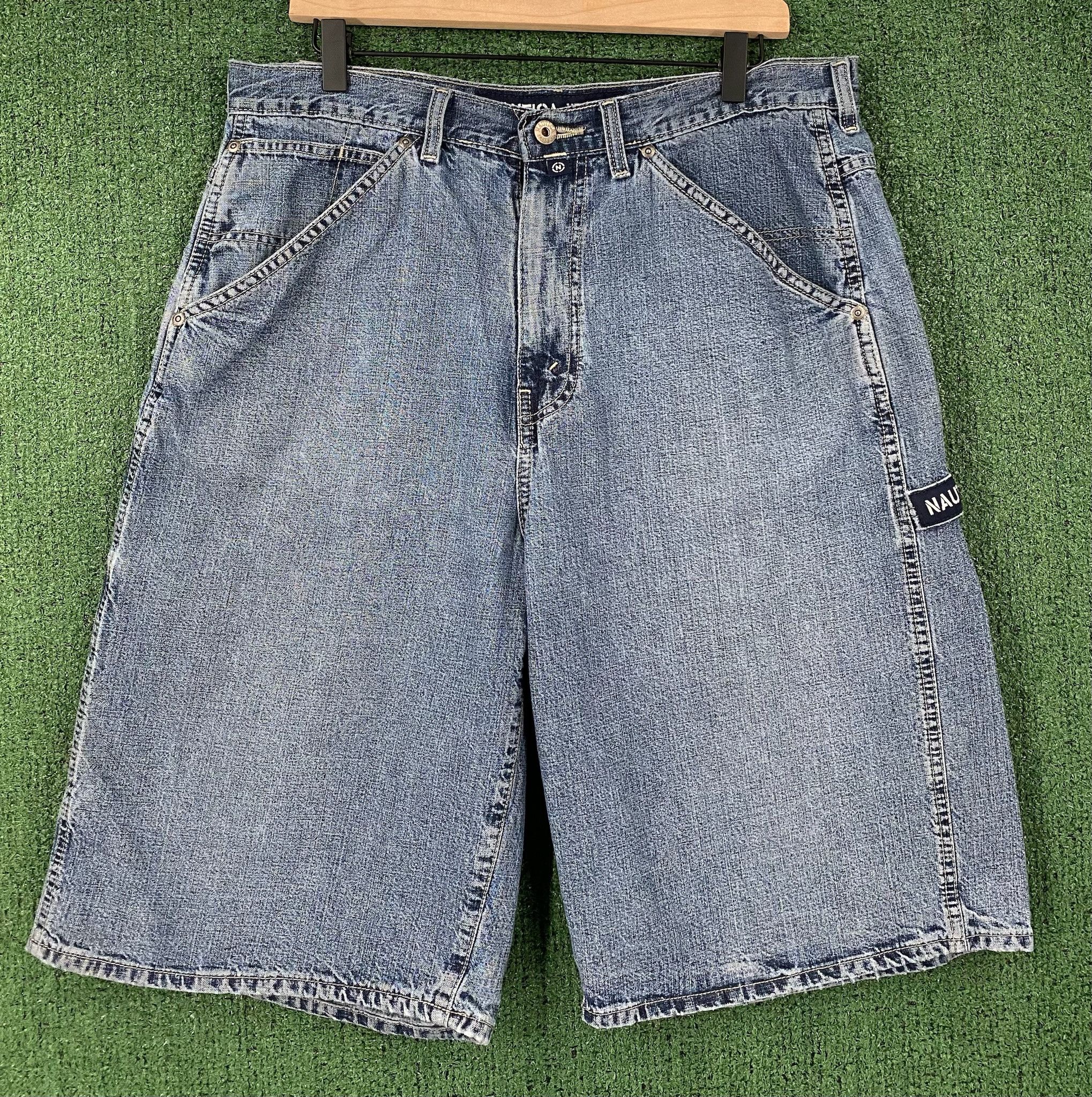 Nautica 90’s Nautica Logo Denim Jean Carpenter Shorts Jorts 34 Size US 34 / EU 50 - 1 Thumbnail