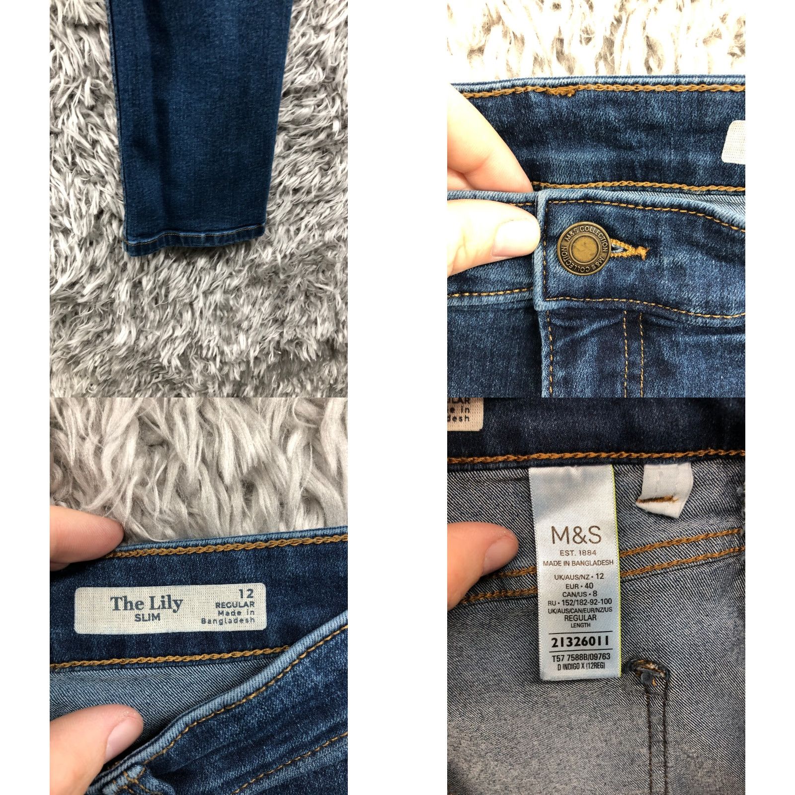 Vintage M&S The Lily Slim Jeans Womens Size 12 Mid Rise Dark Wash Blue Denim Size 34" / US 12 / IT 48 - 8 Thumbnail
