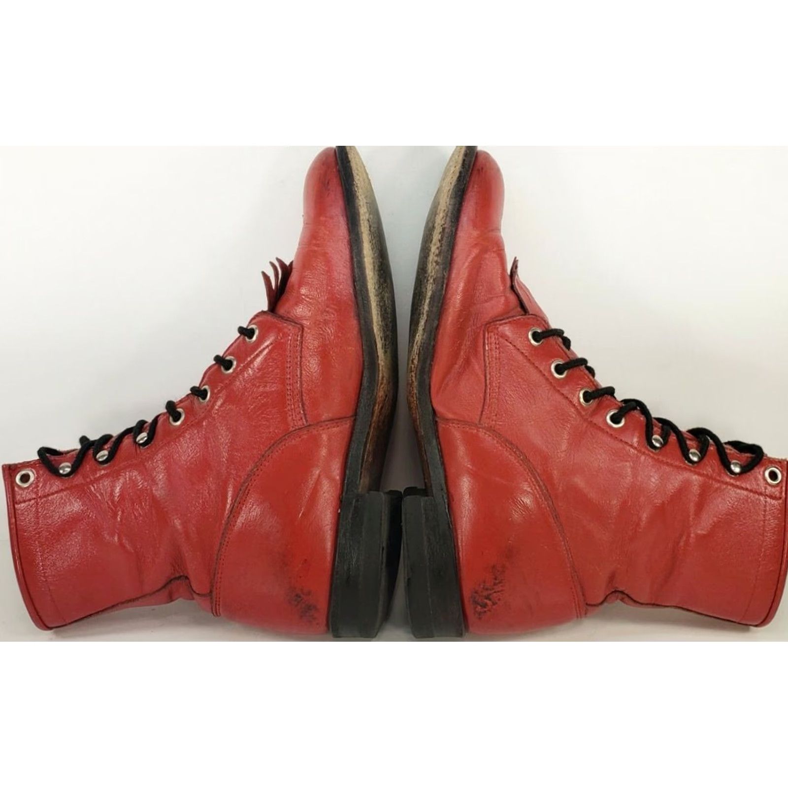 Justin Boots Justin Women's Laceup Boots Main Western 6.5B Red Leather Roper Kilted Front Granny Grunge Cowboy Boot Shoes Size US 7 / IT 37 - 6 Thumbnail