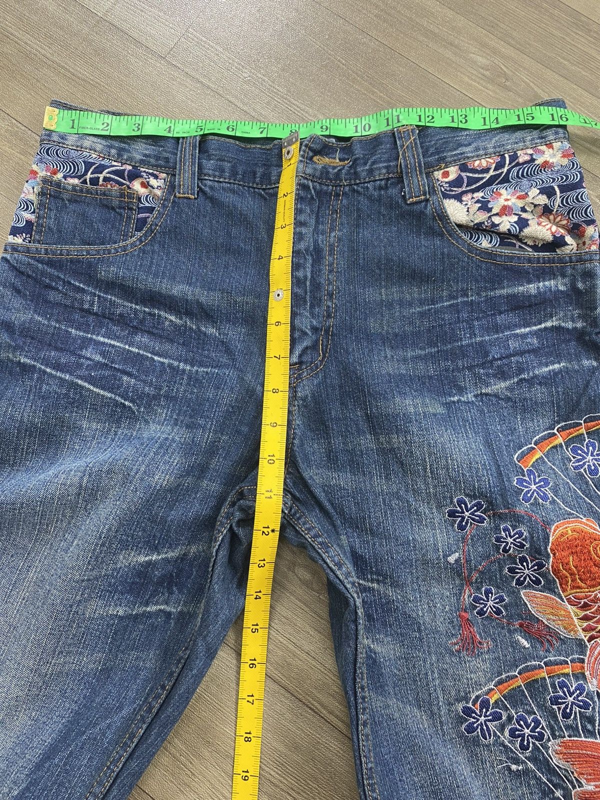 Ed Hardy Vintage Karakuri Tamashi Embroidered Koi Sakura Y2K Jeans Size US 30 / EU 46 - 16 Thumbnail