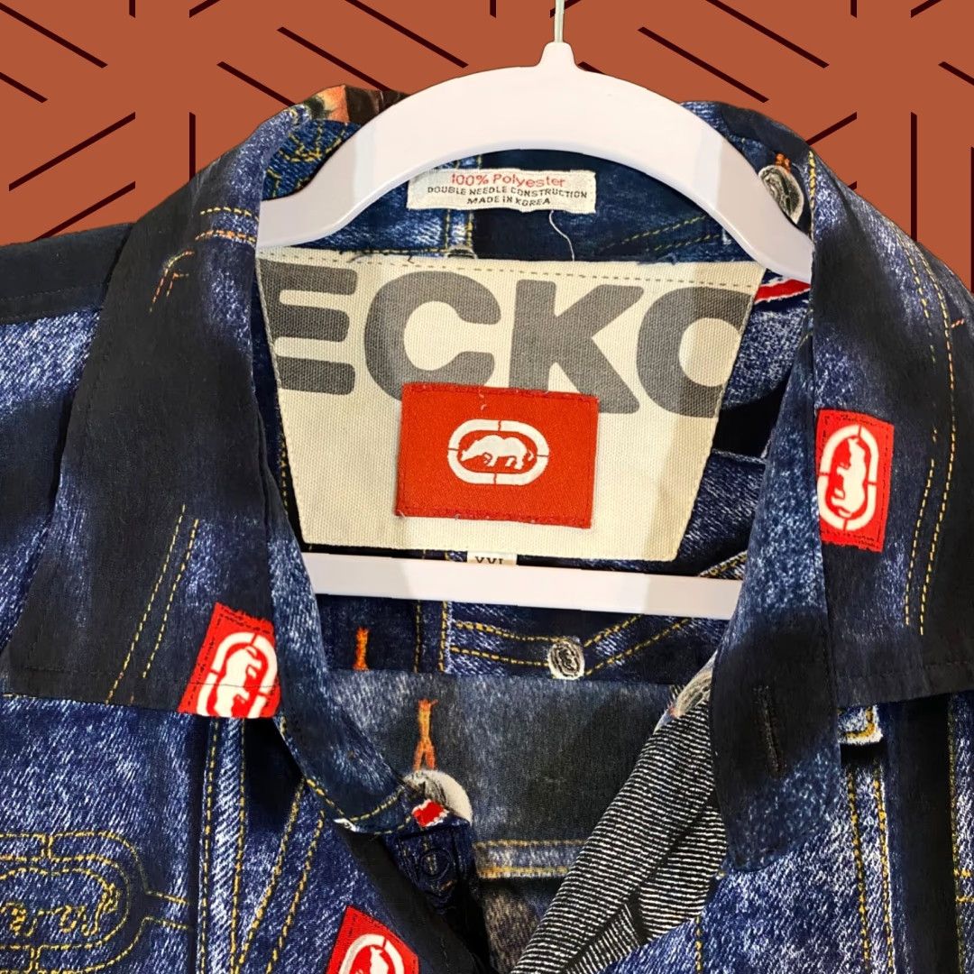 Ecko Unltd. ECKO UNLTD Shirt Mens 2XL Blue Denim Button Up Long Sleeve Vintage No Size US XXL / EU 58 / 5 - 1 Thumbnail