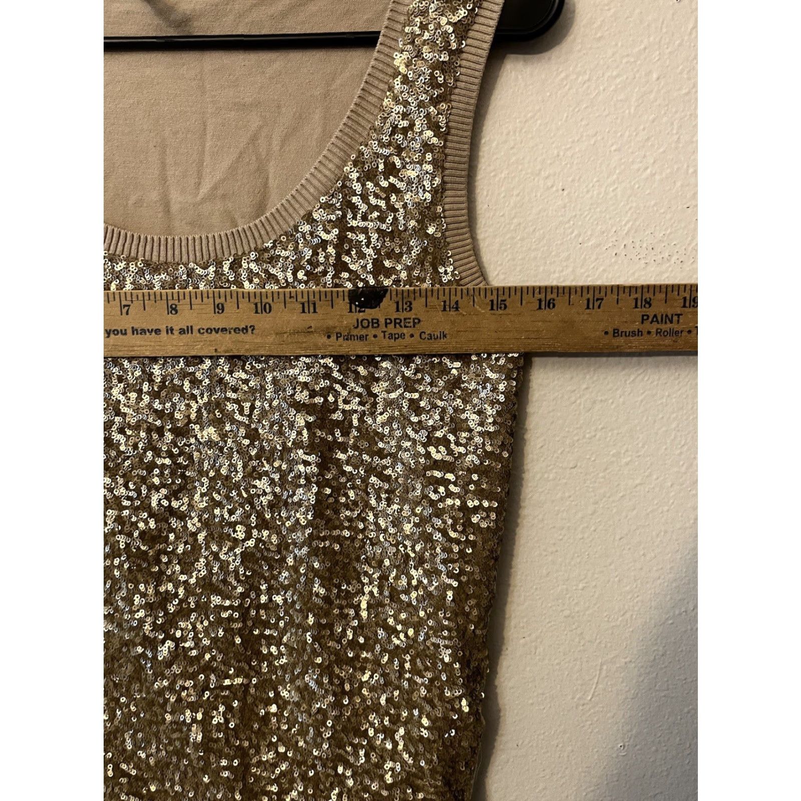 Calvin Klein VINTAGE Calvin Klein Womens Tank Top Sleeveless XS Beige Sequin Party Cocktail Designer Size XS / US 0-2 / IT 36-38 - 5 Thumbnail