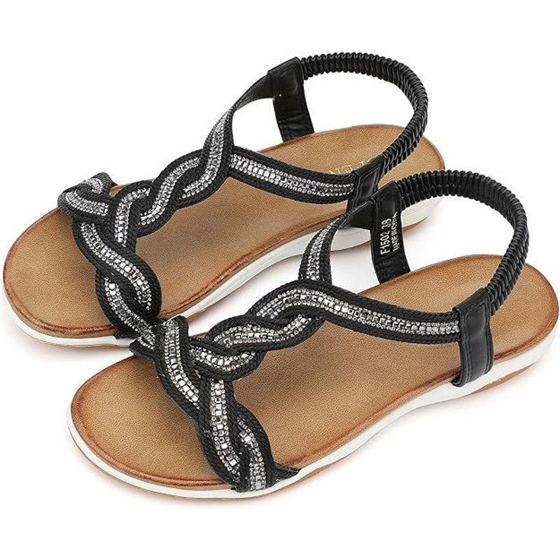 Other Ubfen Women's 11.5 Black Silver Open Toe Ankle Strap Sandals Size US 11.5 / IT 41.5 - 2 Thumbnail