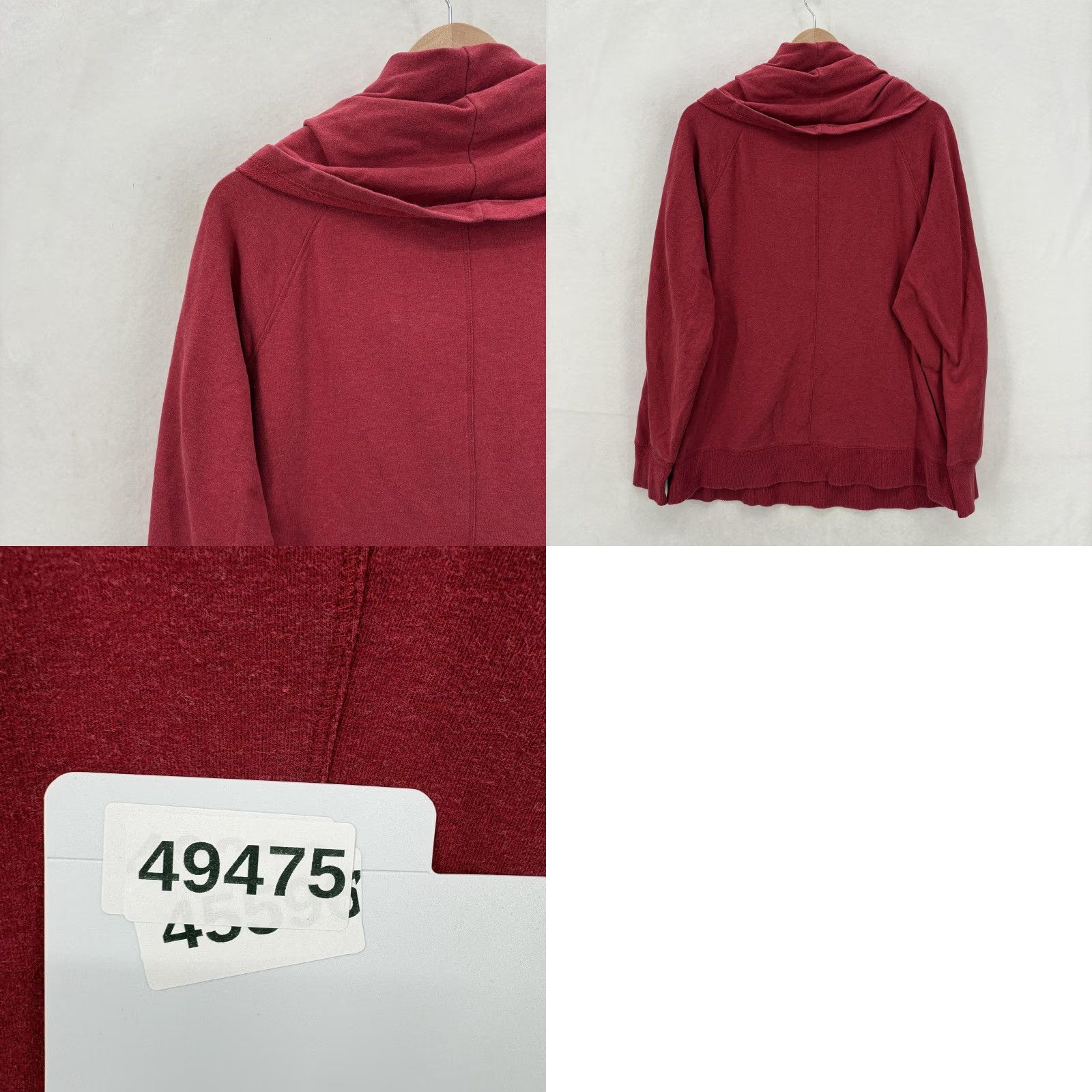 Vintage L.L.Bean Cozy Pullover Womens XL Red Cowl Neck Kangaroo Pocket Stretch Sweatshirt Casual Knit Size XL / US 12-14 / IT 48-50 - 8 Thumbnail