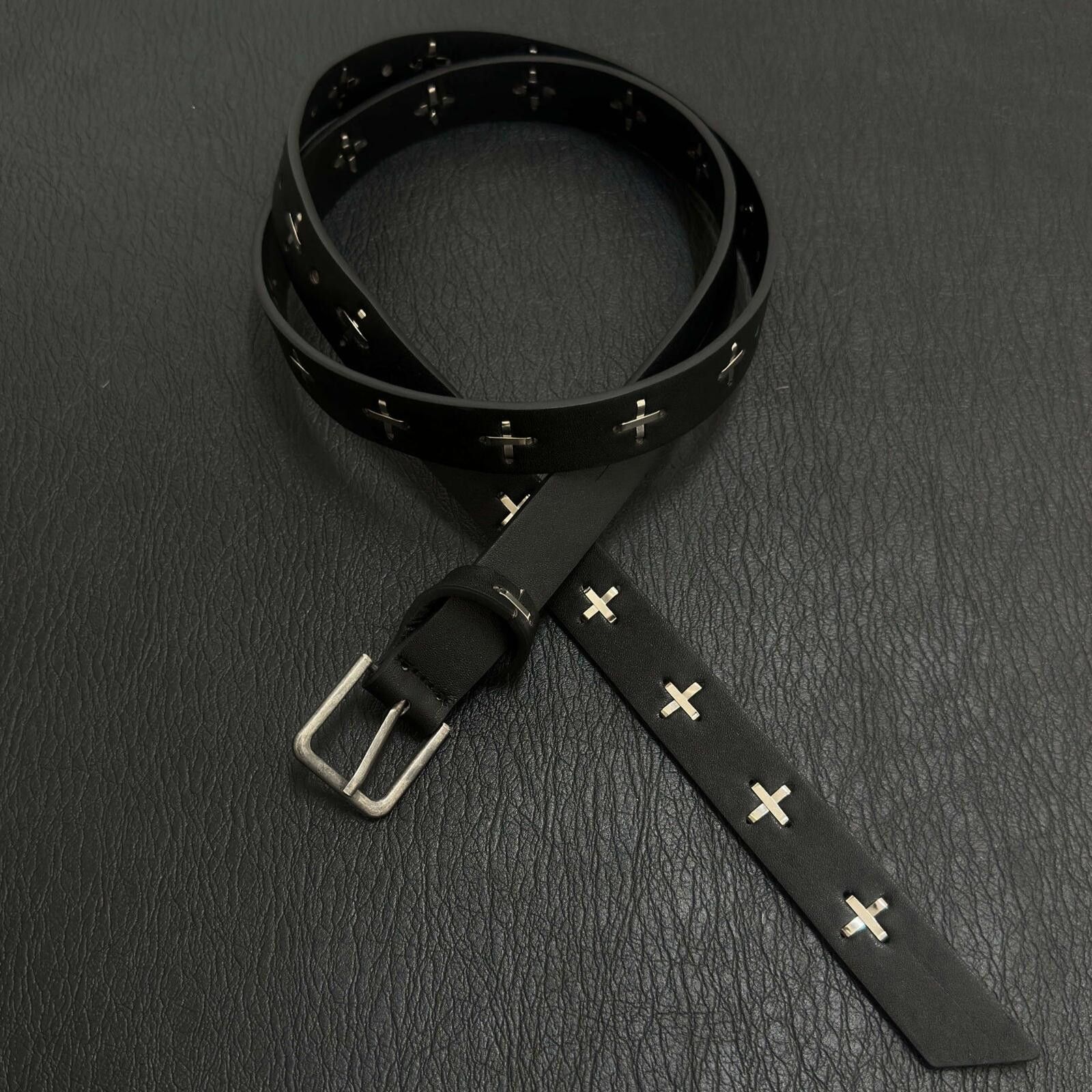 Other Cross Stud Rivet Belt | Dark Punk Black Street Size ONE SIZE - 1 Thumbnail