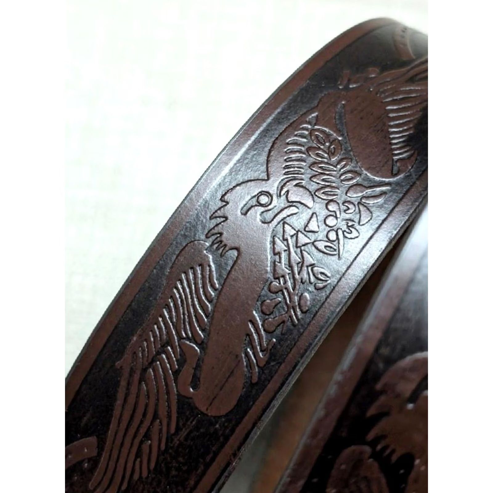 Wrangler VINTAGE TOOLED leather belt EAGLE rodeo 40 brown WESTERN cowboy WRANGLER Size 40 - 2 Thumbnail