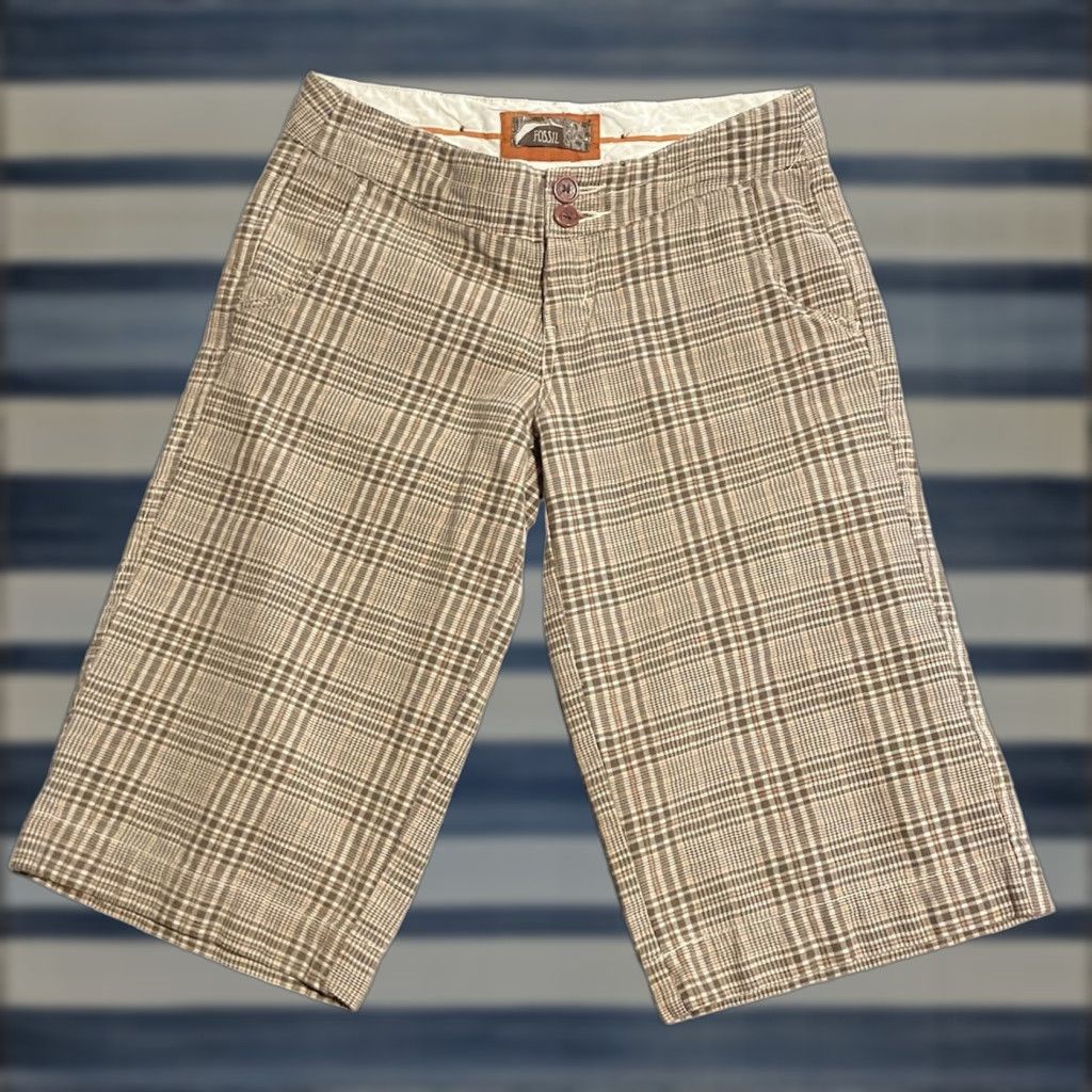 Fossil VINTAGE Fossil Bermuda Shorts Womens 90s Plaid Brown Sz 2 Hong Kong Y2K Jeans Bermuda Shorts Size 26" / US 2 / IT 38 - 1 Thumbnail