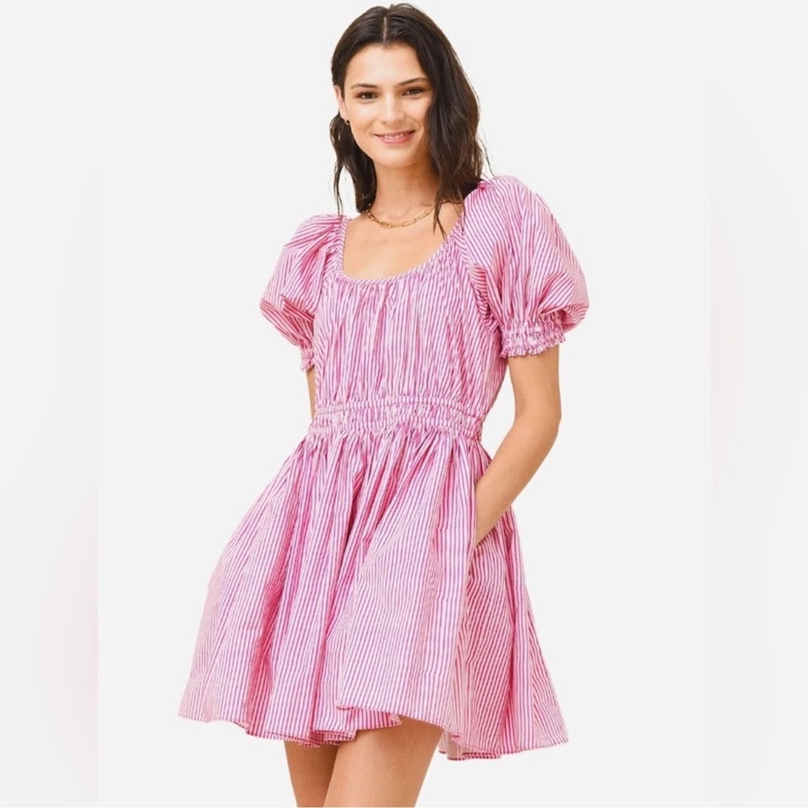 RHODE RHODE Anika Dress Jaipur Stripe Violet Coral Size Large L Size L / US 10 / IT 46 - 1 Thumbnail
