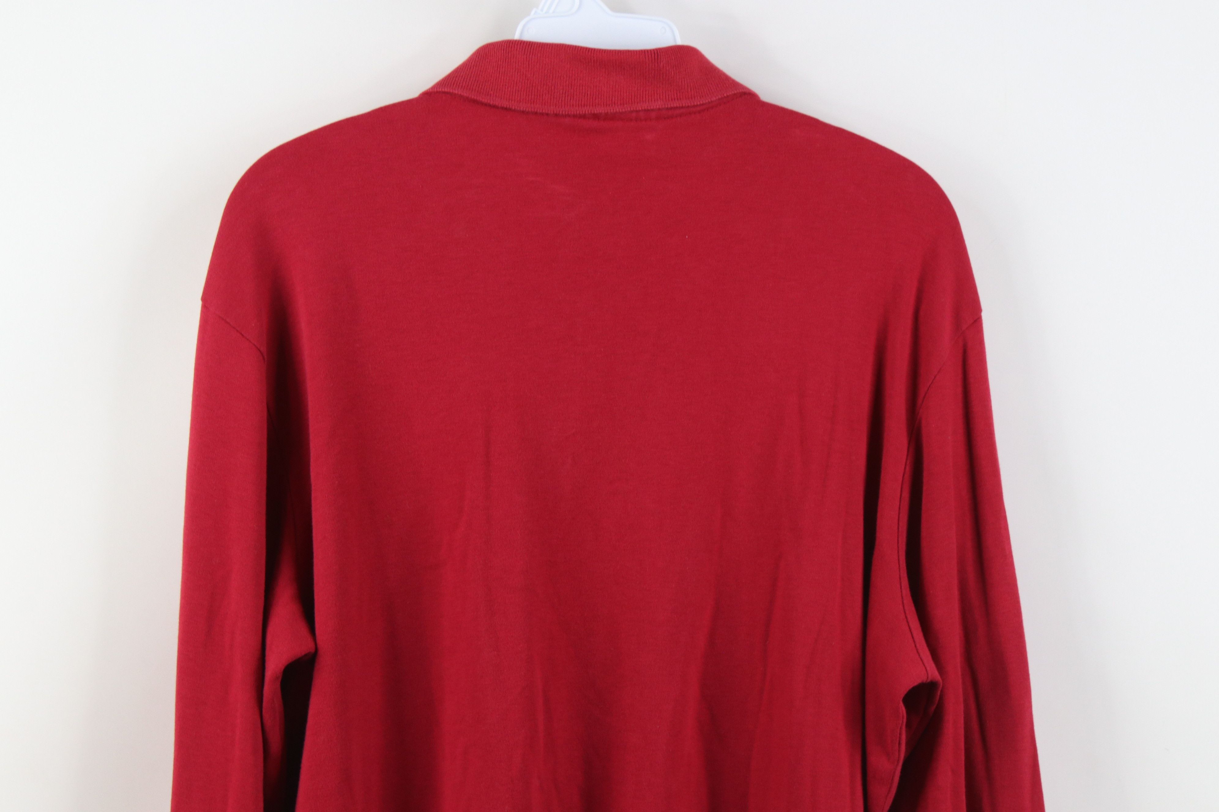 Lands' End Vintage 90s Lands End Soft Cotton Long Sleeve Polo Shirt Red Size US L / EU 52-54 / 3 - 13 Thumbnail