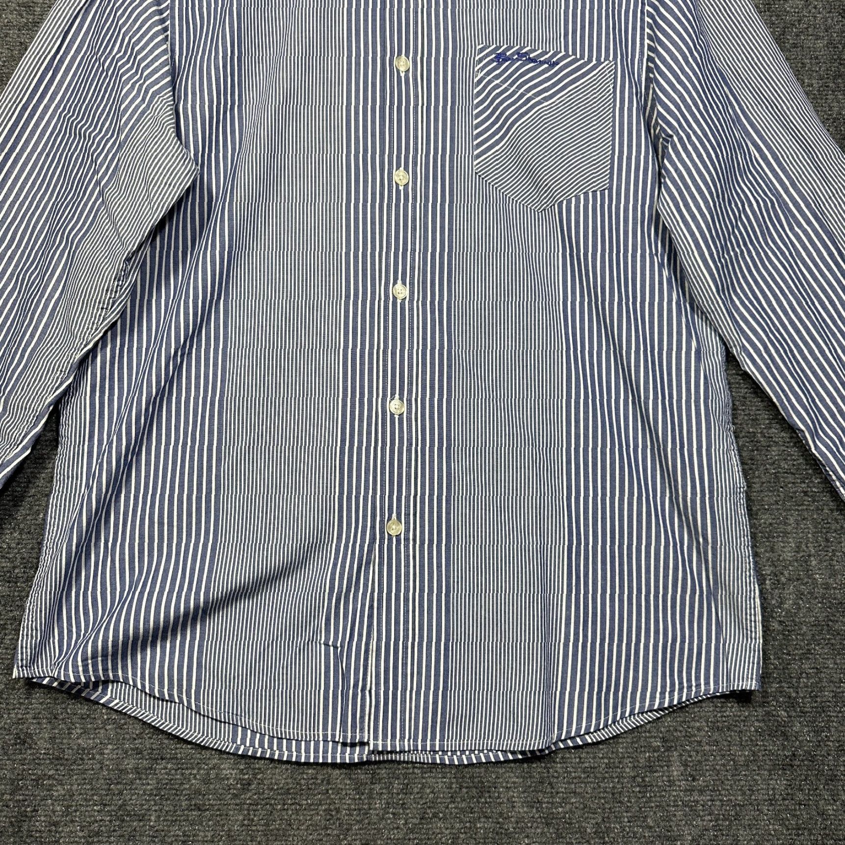 Ben Sherman Ben Sherman Shirt Mens Large Button-Down Blue White Stripe Cotton Pocket Logo Size US L / EU 52-54 / 3 - 2 Thumbnail