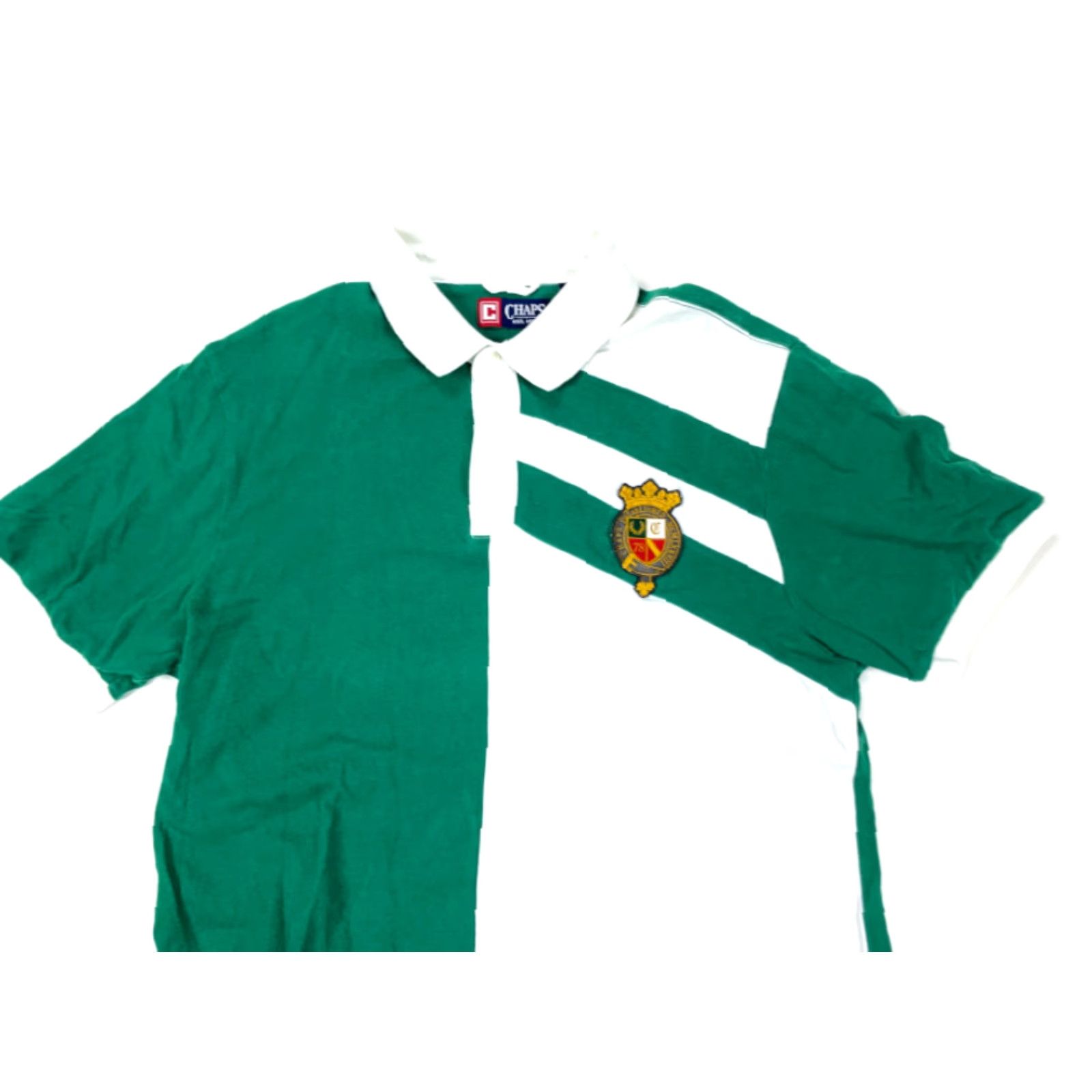 Chaps VTG 90s Chaps Green White Polo Shirt Adult Large Embroidered Crest Emblem Polo Shirt | Chaps Vintage 90s Mens Large Green Embroidered Crest Polo Shirt Size US L / EU 52-54 / 3 - 3 Thumbnail