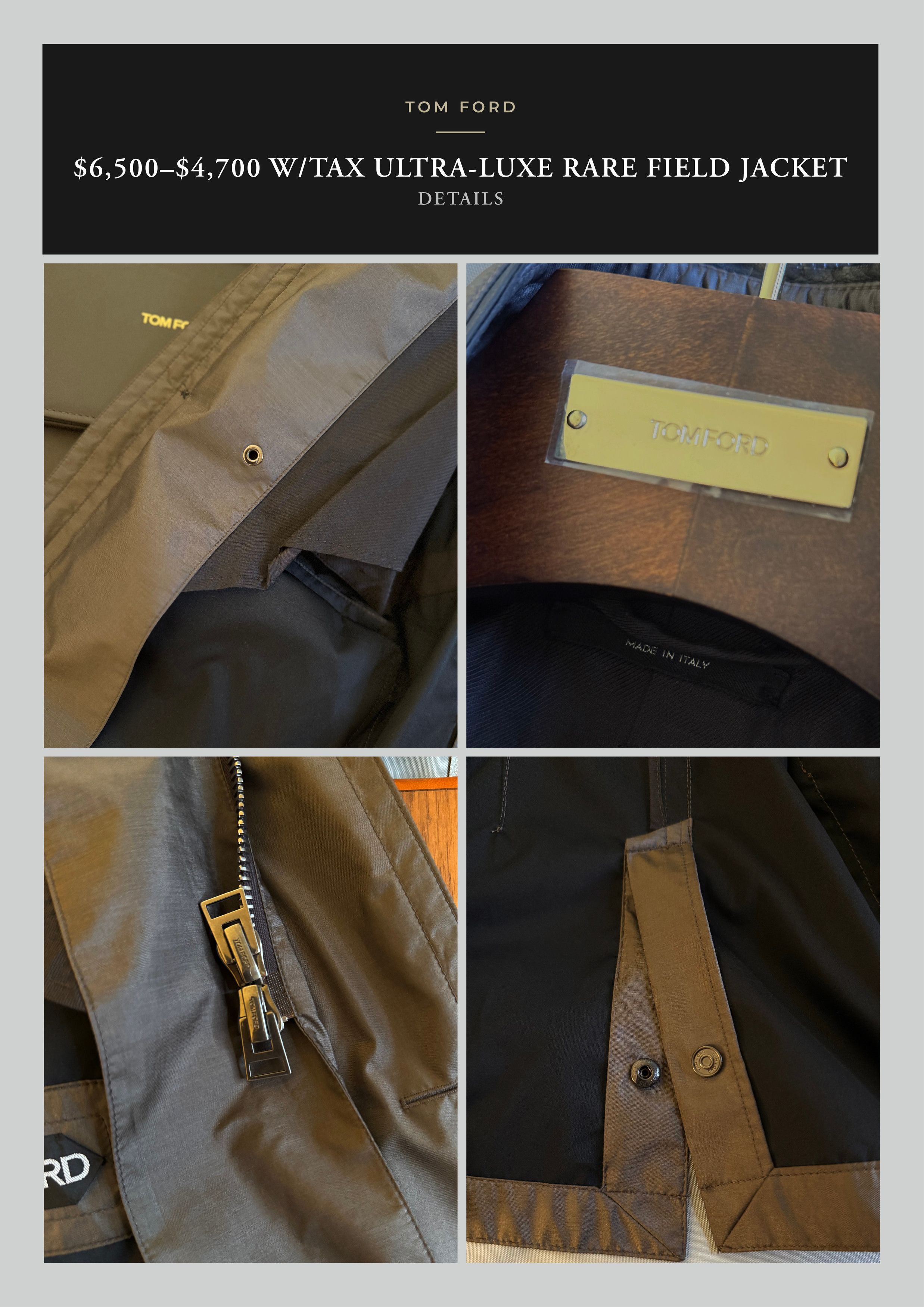 Tom Ford Coveted Extremely Rare $5,000 Field Jacket Leather Accents Size US M / EU 48-50 / 2 - 21 Thumbnail