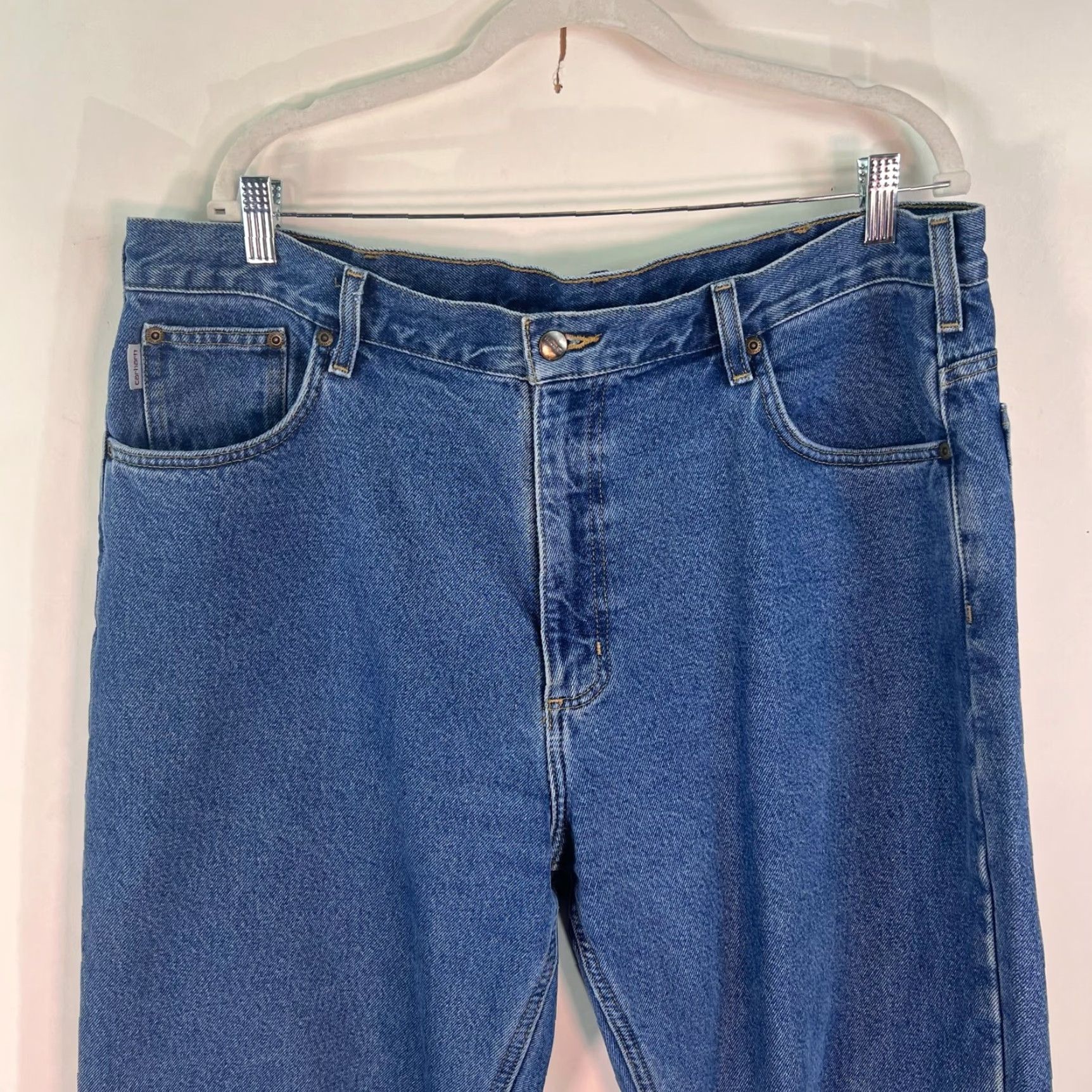 Carhartt Carhartt Jeans Mens 40 Blue Relaxed Dungaree Lined 30in Inseam Work Wear Outdoor 40x30 Denim Cotton Shirt? Size US 40 / EU 56 - 2 Thumbnail
