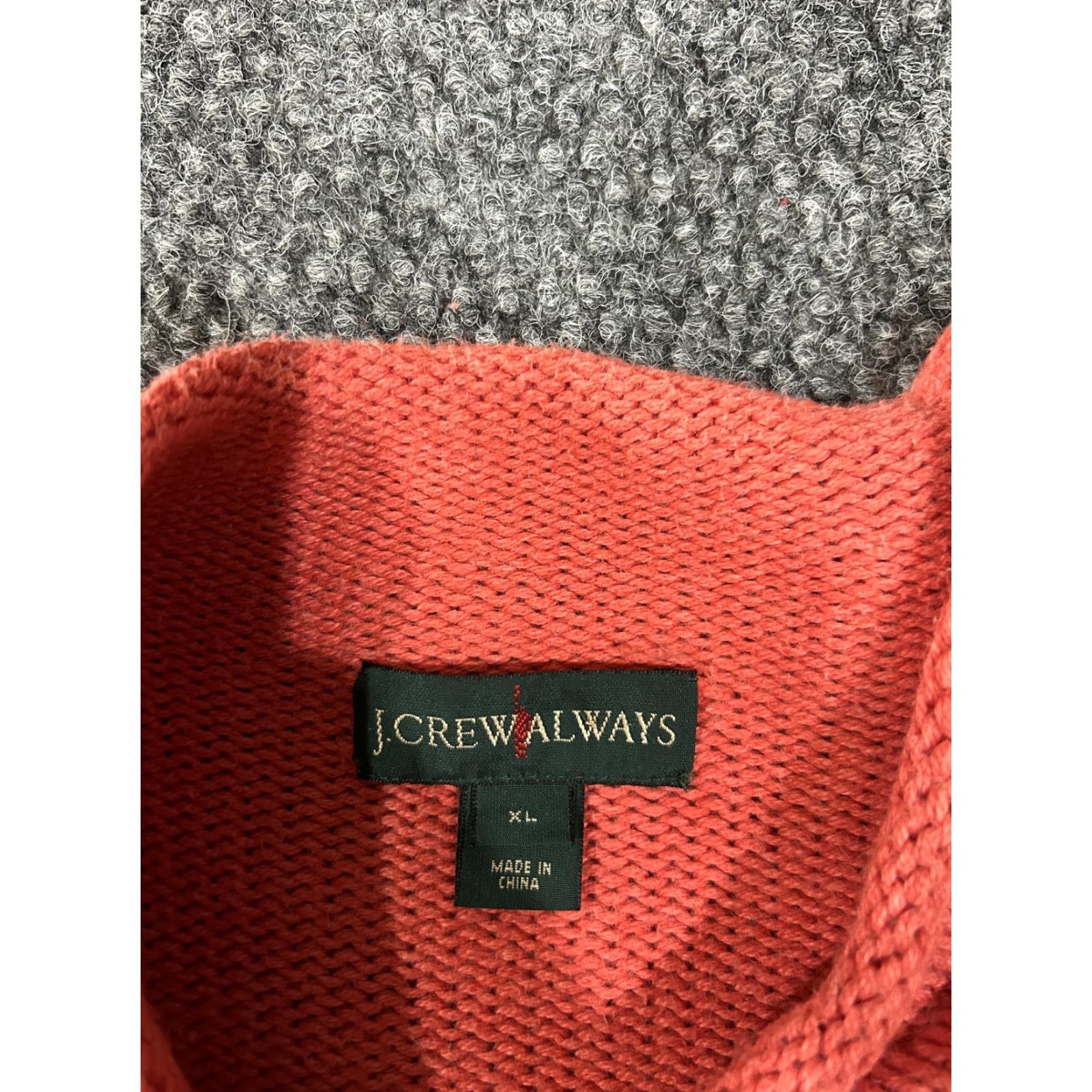 J.Crew J.Crew Oarsman Sweater Womens XL Orange Mock Neck Knit Cropped Pullover Cotton Sweatshirt? Size XL / US 12-14 / IT 48-50 - 4 Thumbnail