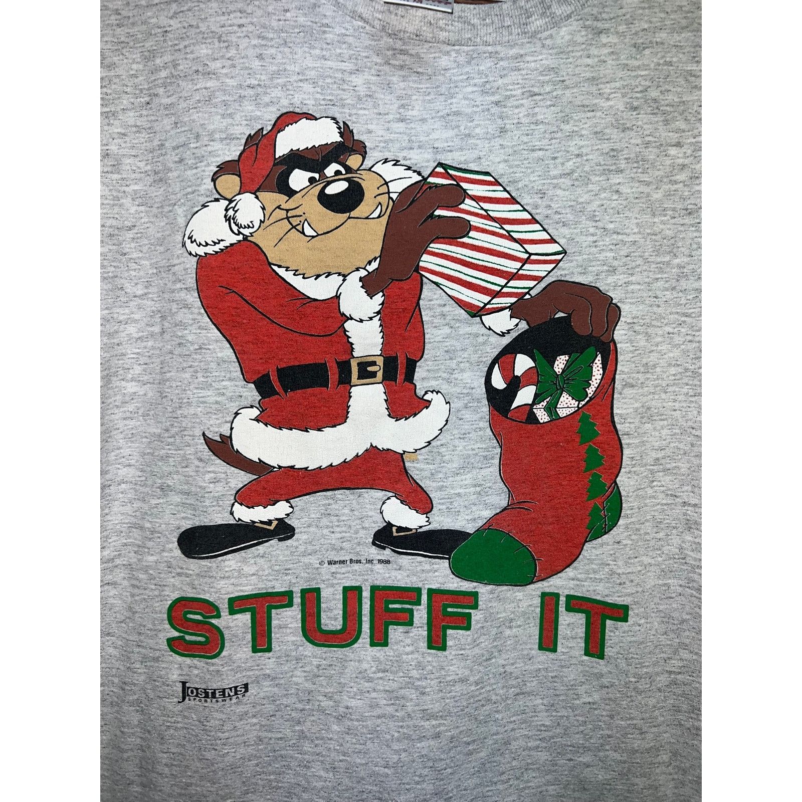 Vintage Vintage Taz Christmas Shirt Looney Tunes Jostens Cartoon 90s Size US L / EU 52-54 / 3 - 2 Thumbnail