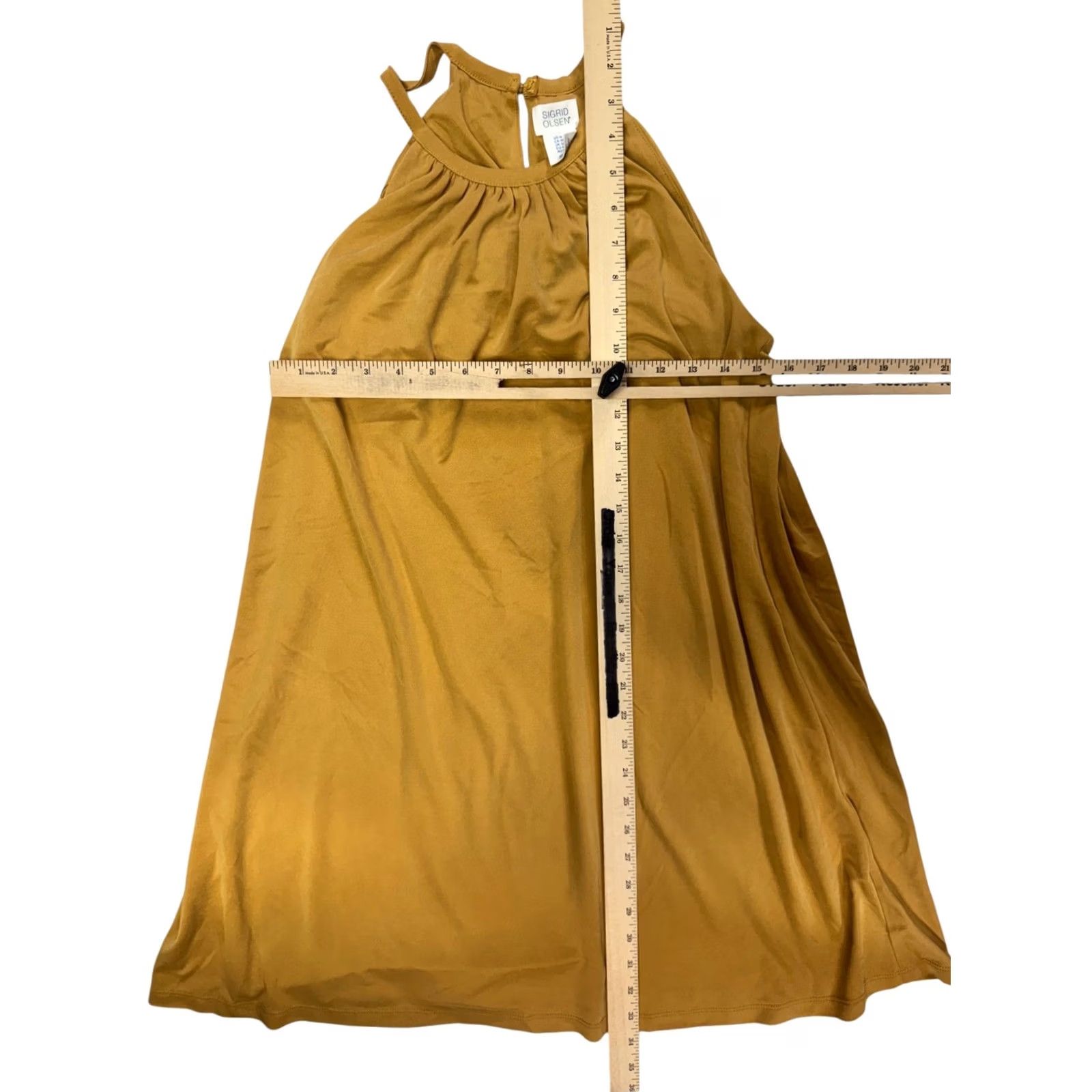 Vintage VINTAGE Sigrid Olsen Women's Mustard Halter Swing Dress M Sleeveless Swing Mustard Casual Summer 90s Mens Womens Size M / US 6-8 / IT 42-44 - 3 Thumbnail