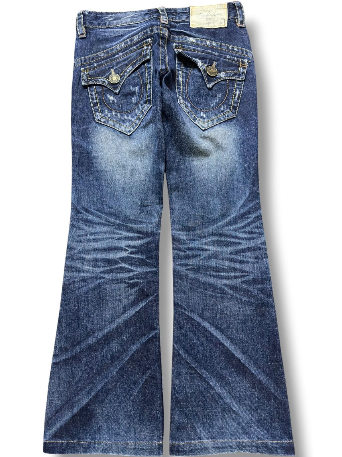 Junya Watanabe Vintage Lolita Flare Faded Whiskers Grunge Distressed Denim Size US 29 - 4 Thumbnail