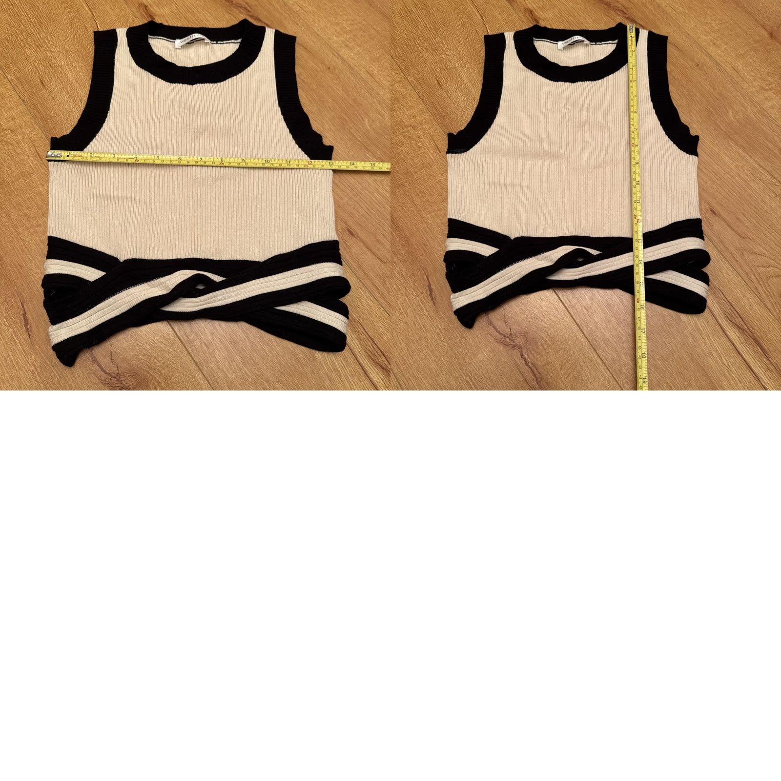 Vintage Vestique Drift Knit Tank Top S Beige Cropped Knit Ribbed Crop Cutouts Knot Detail Women Tank S Velvet Black Womens Size S / US 4 / IT 40 - 8 Thumbnail