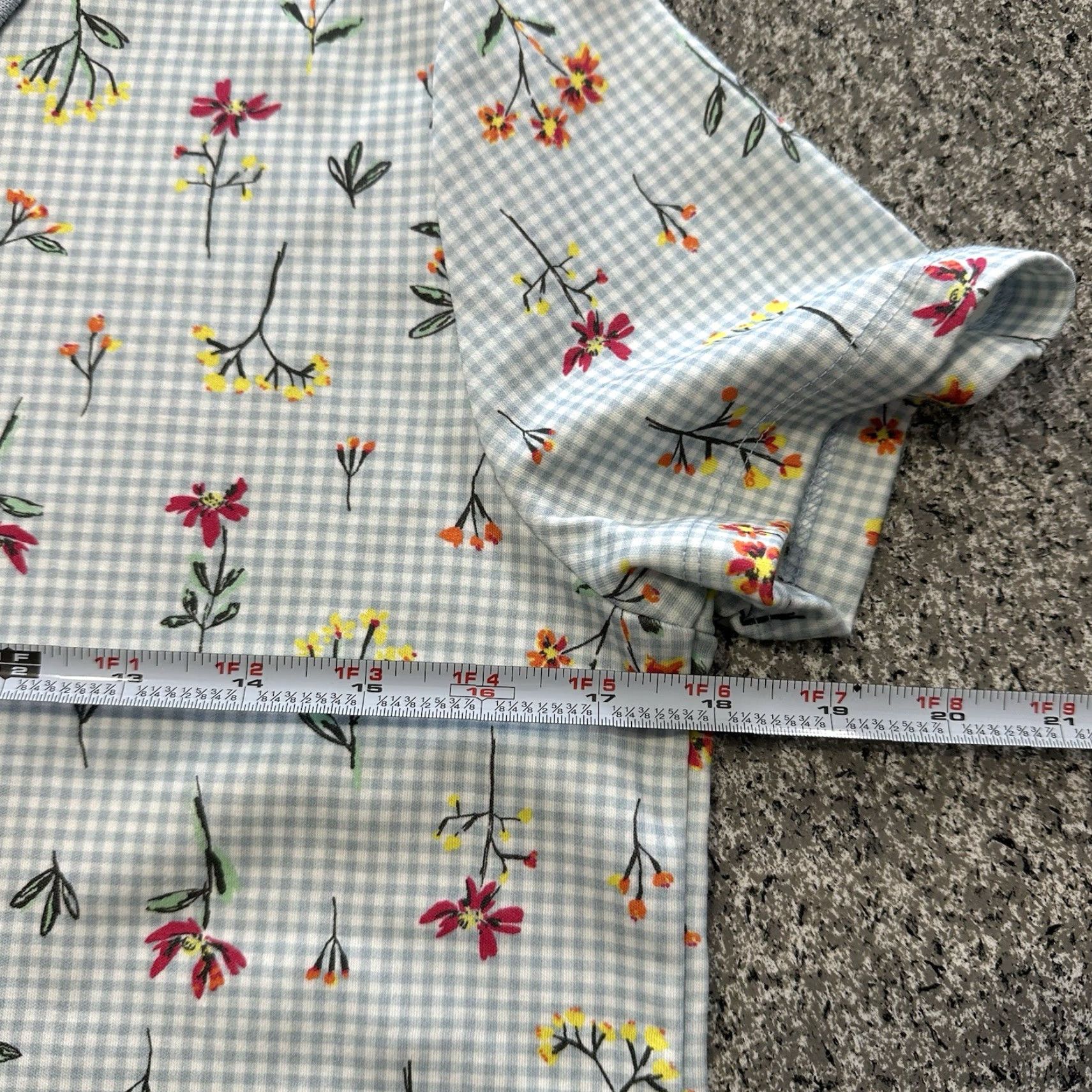Lands' End Lands' End Polo Womens M Gingham Floral Short Sleeve Collared Button Up Shirt Size M / US 6-8 / IT 42-44 - 3 Thumbnail