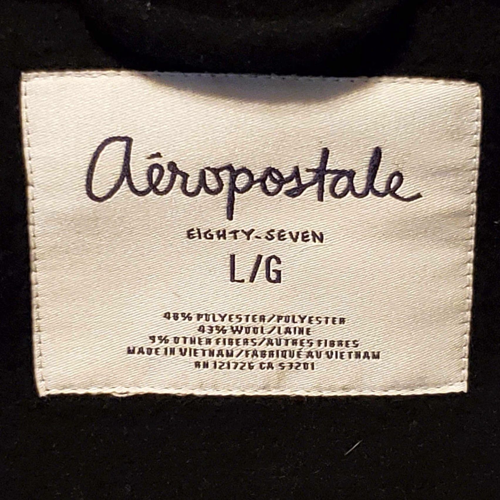 Vintage VINTAGE Aéropostale Jacket Womens Hooded Toggle Clasp Size Large L Black Wool 43% Pea Coat 90s Mens Womens Girls? Size L / US 10 / IT 46 - 2 Thumbnail