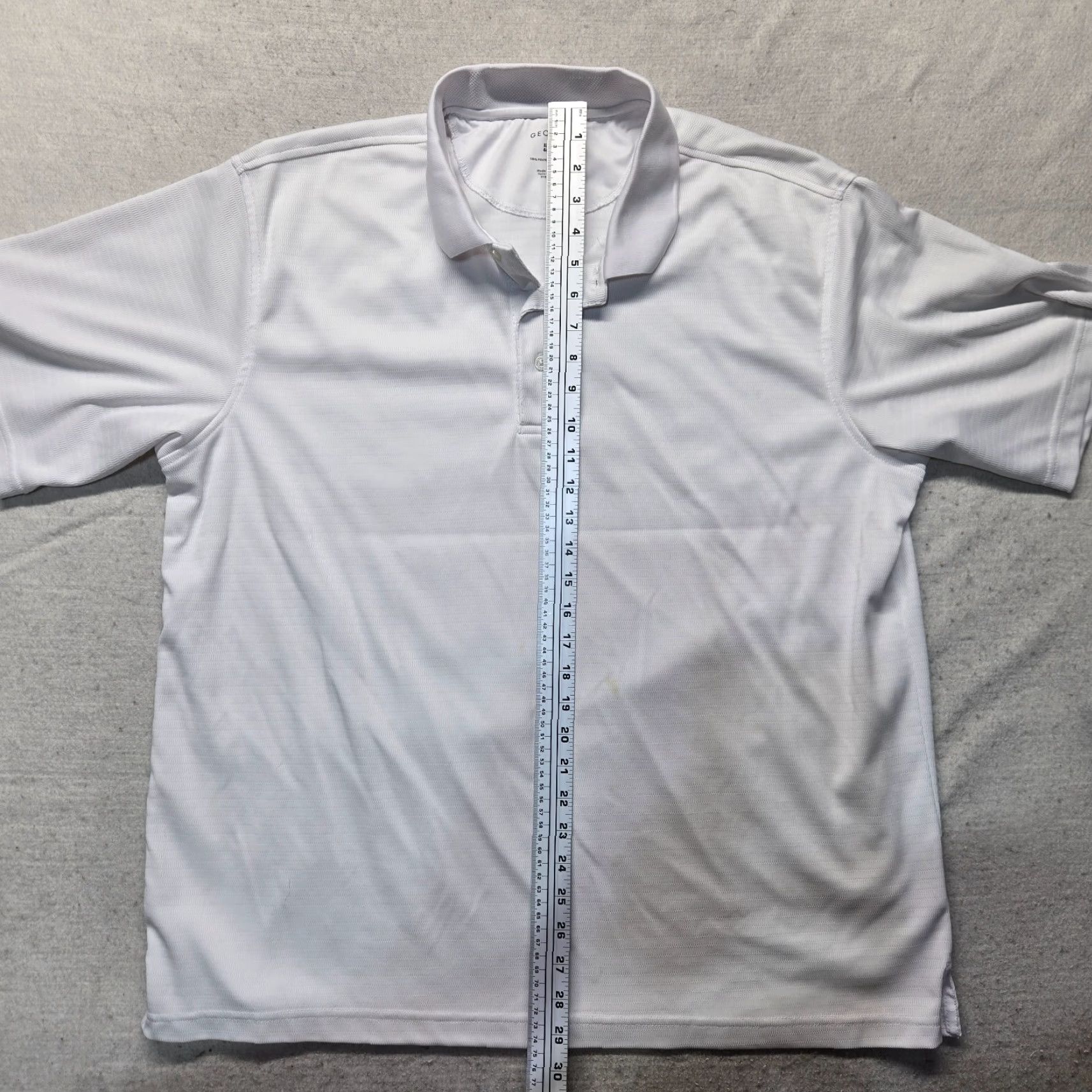 George George Polo Shirt Short Sleeve Adult XL White Cotton Blend Knit Shirt Mens Polo Slit 80s? Size US XL / EU 56 / 4 - 6 Thumbnail