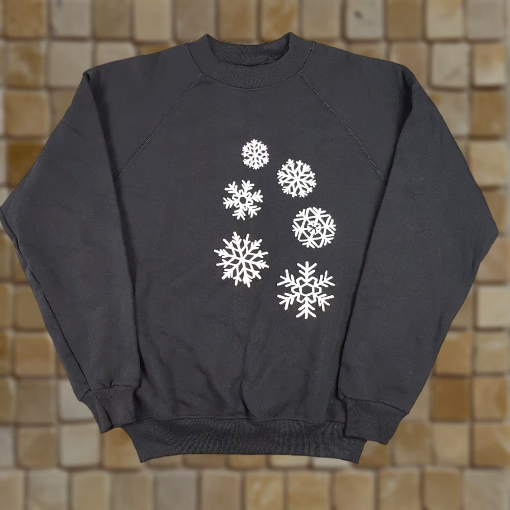 Hanes Vintage 80s Snow Flake Puff Print Size M Christmas Crewneck Sweatshirt Pullover Size M / US 6-8 / IT 42-44 - 1 Thumbnail