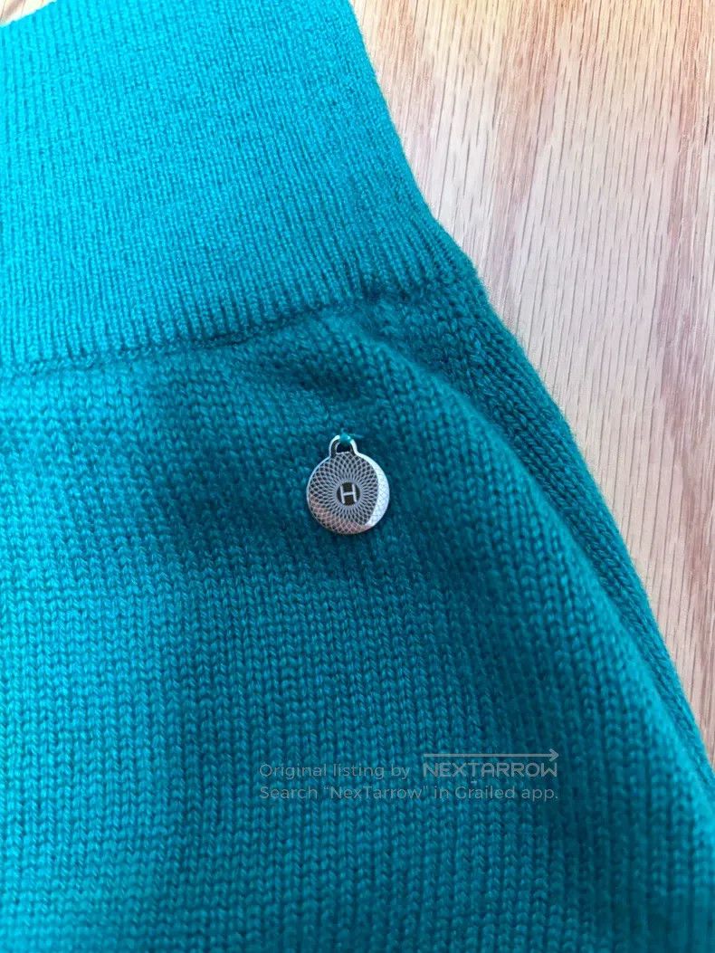 Hermes Hermes Peacock green knitted skirt, 100% cashmere fabric Size 25" / US 0 / IT 36 - 3 Thumbnail