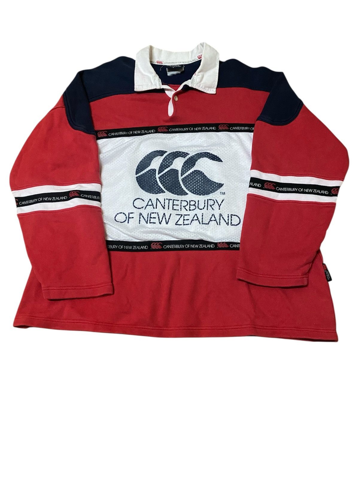 Canterbury of New Zealand Vintage 90s Canterbury Of NZ Big Spellout Polo Rugby Jersey. Size US XL / EU 56 / 4 - 1 Thumbnail