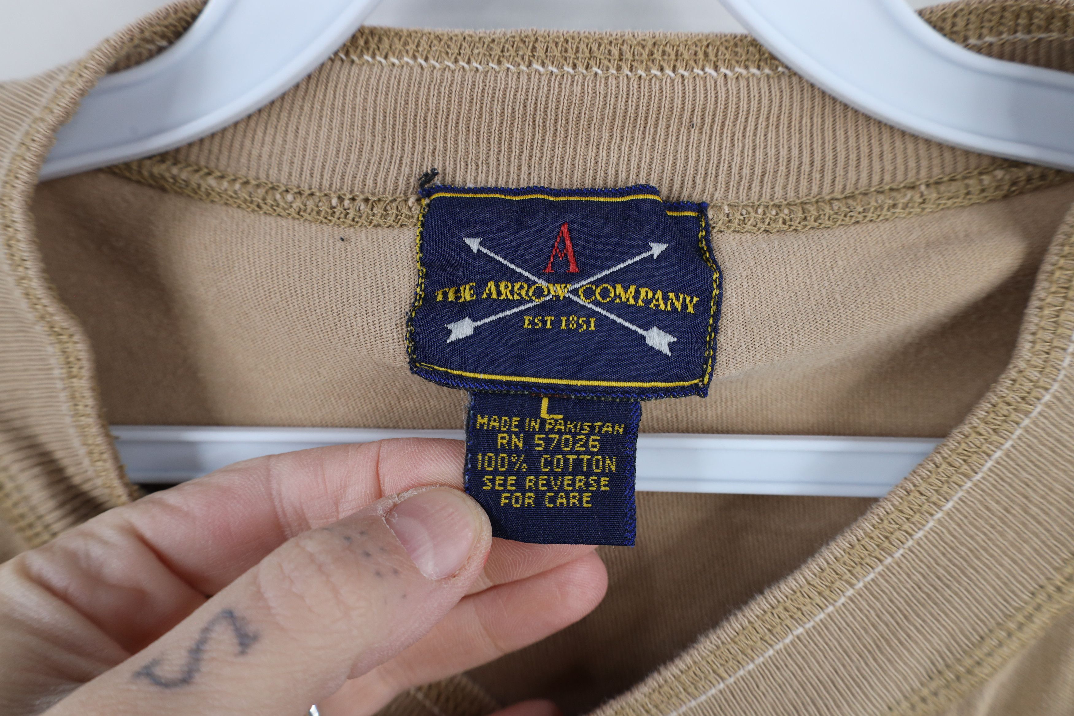 Vintage Vintage 90s Streetwear Long Sleeve Henley T-Shirt Beige Size US L / EU 52-54 / 3 - 5 Thumbnail