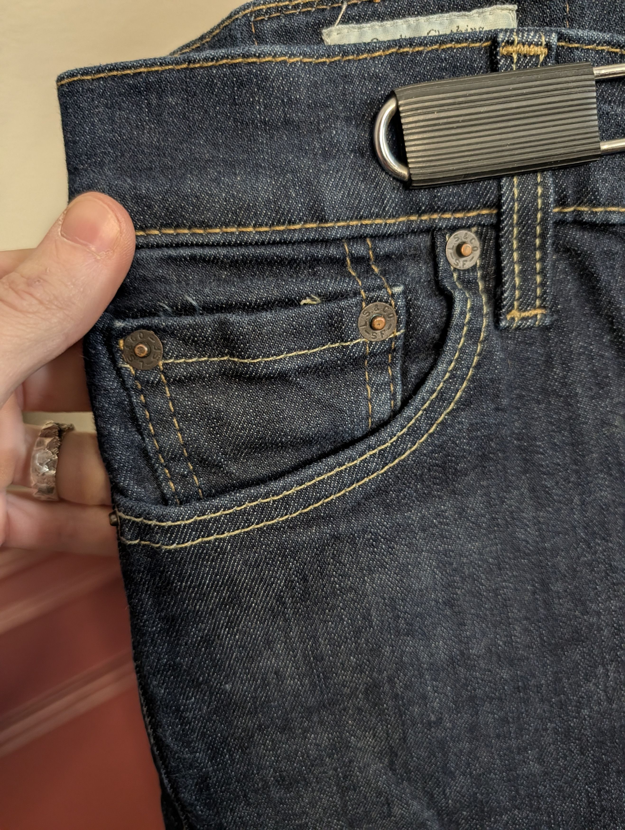 Levi's Big E leather patch 510 indigo Egyptian denim jeans Size US 29 - 3 Thumbnail