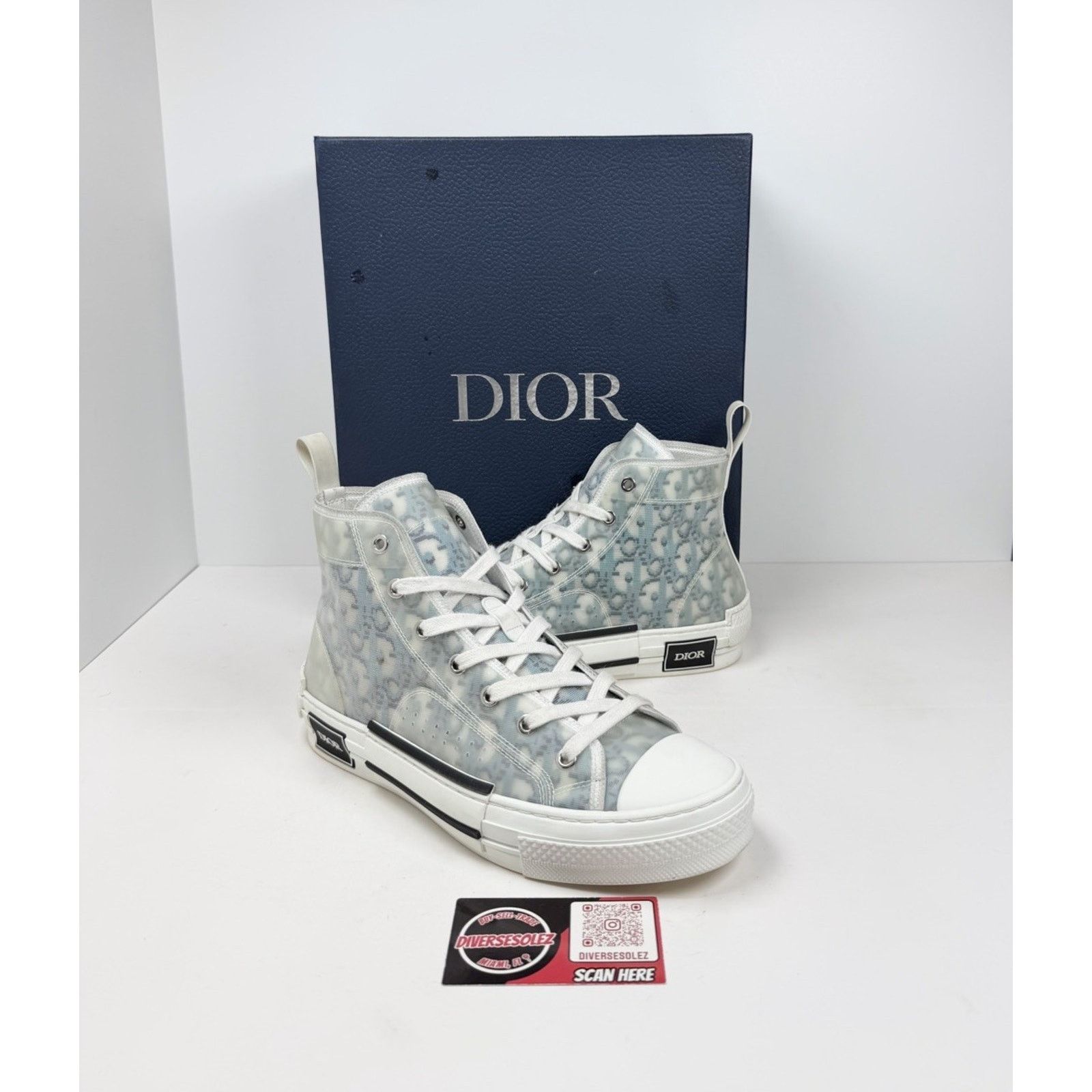 Dior Size 40EU/7US - Dior B23 High Dior White/Blue Size US 7 / EU 40 - 1 Thumbnail