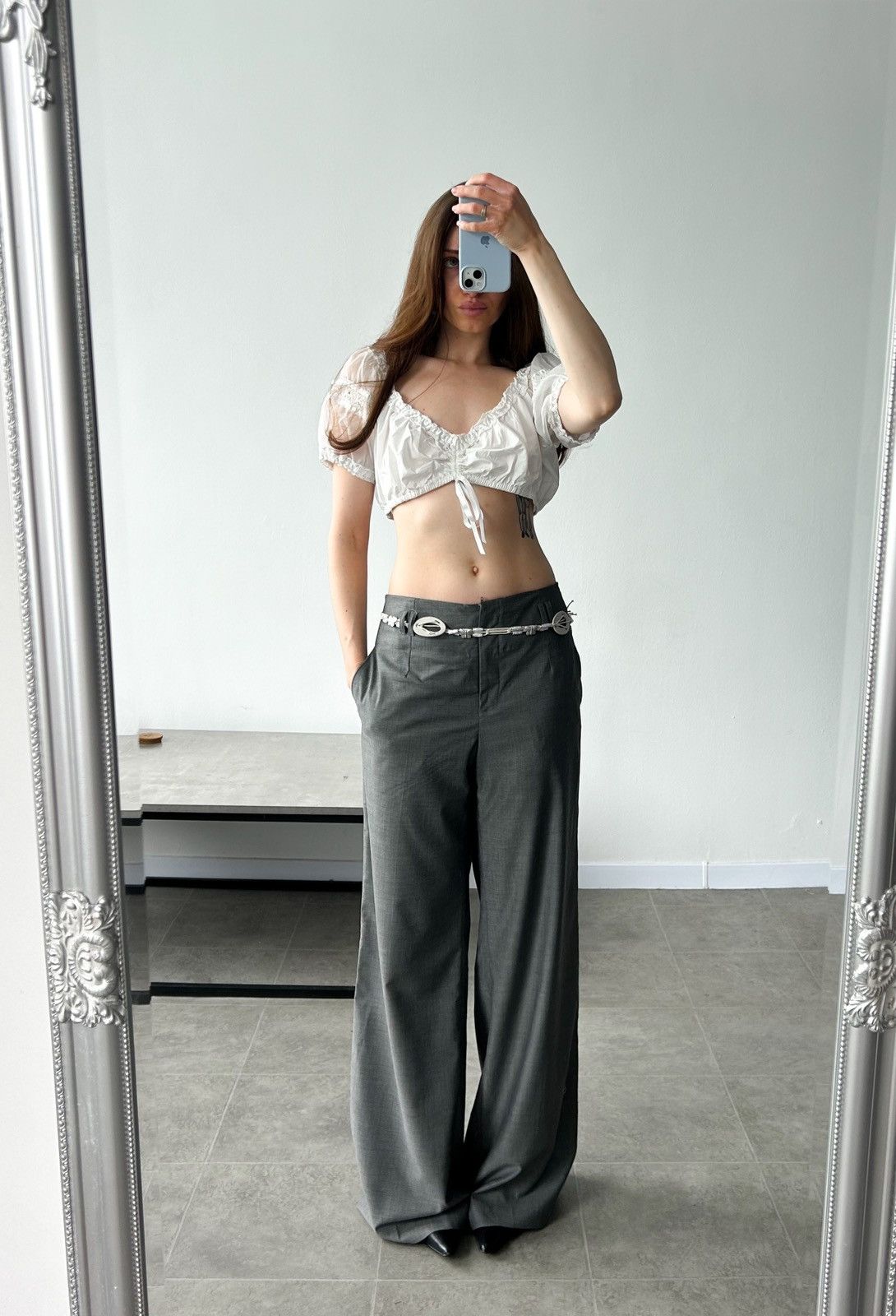 Vintage Vintage H&M low waist classic gray pants Y2K office siren Size 32" / US 10 / IT 46 - 1 Thumbnail