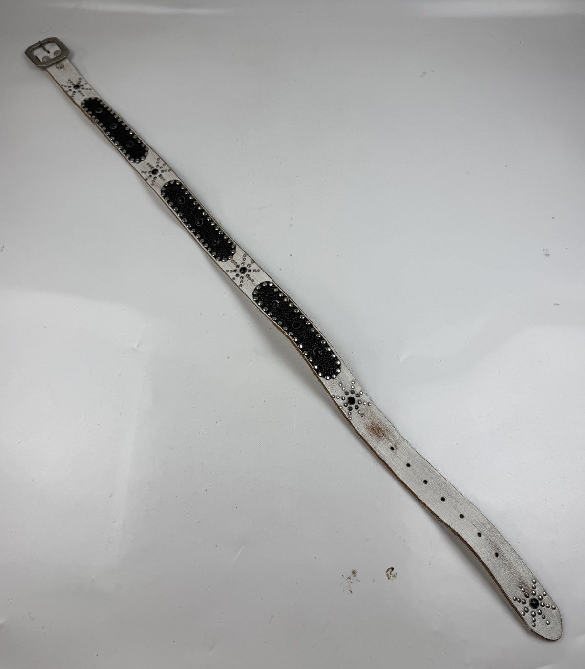Japanese Brand rare design studded leather belt tc46 Size 36 - 2 Thumbnail