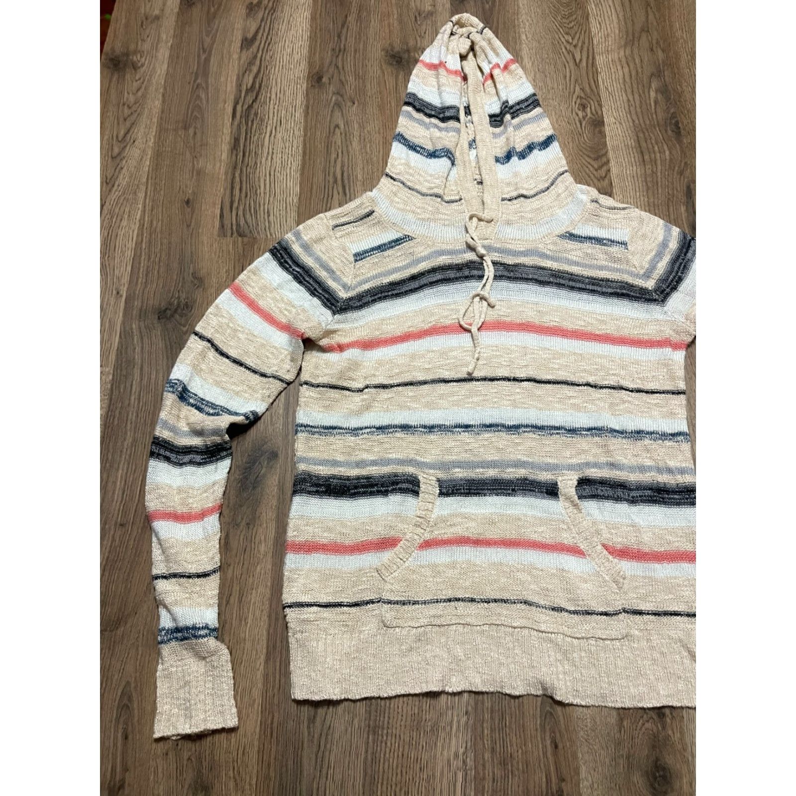 Vintage Maurices Hoodie Womens Medium White Black Striped Pullover Drawstring Casual Regular Modern Size M / US 6-8 / IT 42-44 - 3 Thumbnail