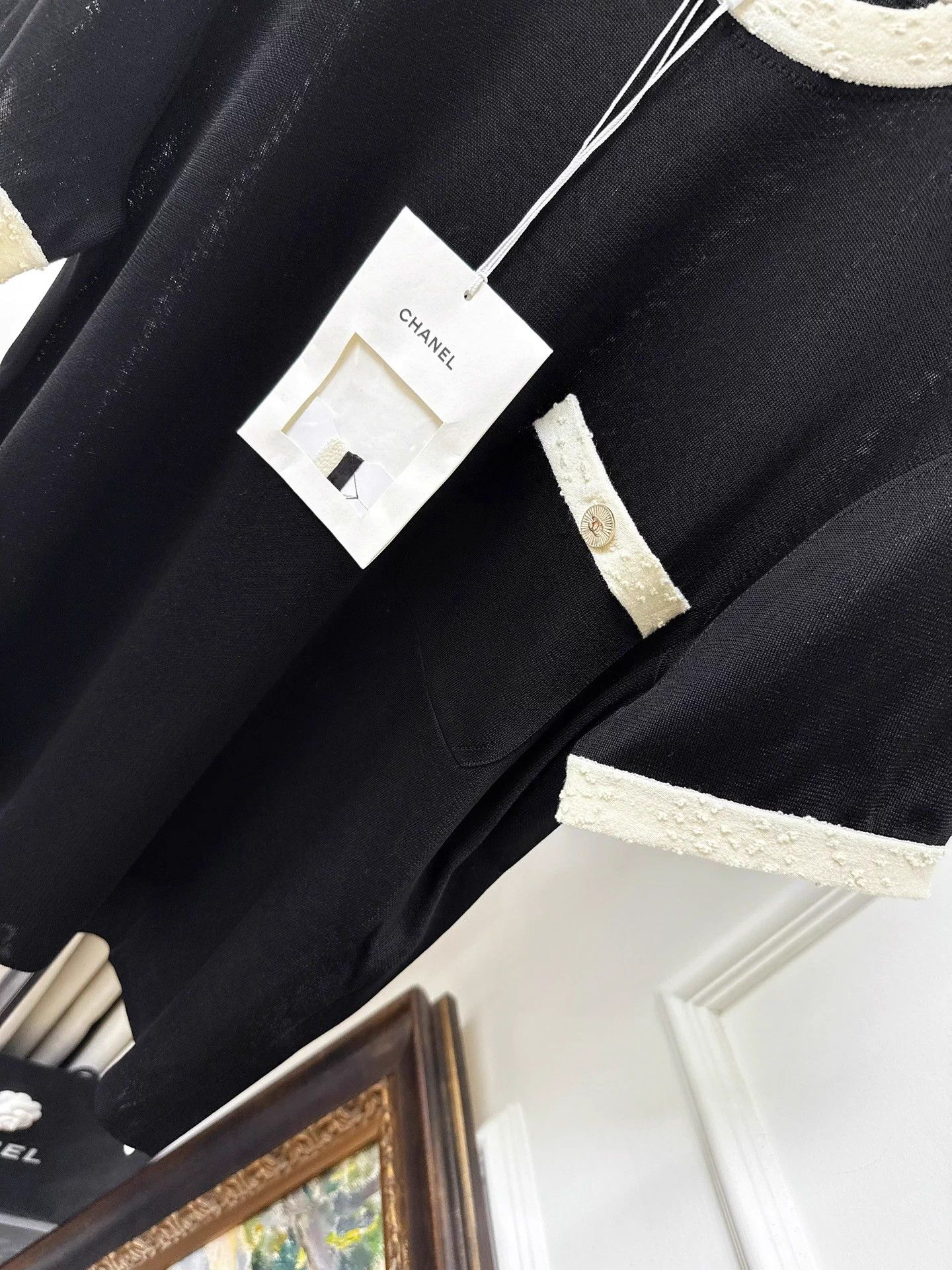 Chanel Chanel 25A Black Off-White Trim Short-Sleeve T-Shirt 34 Size XS / US 0-2 / IT 36-38 - 2 Thumbnail